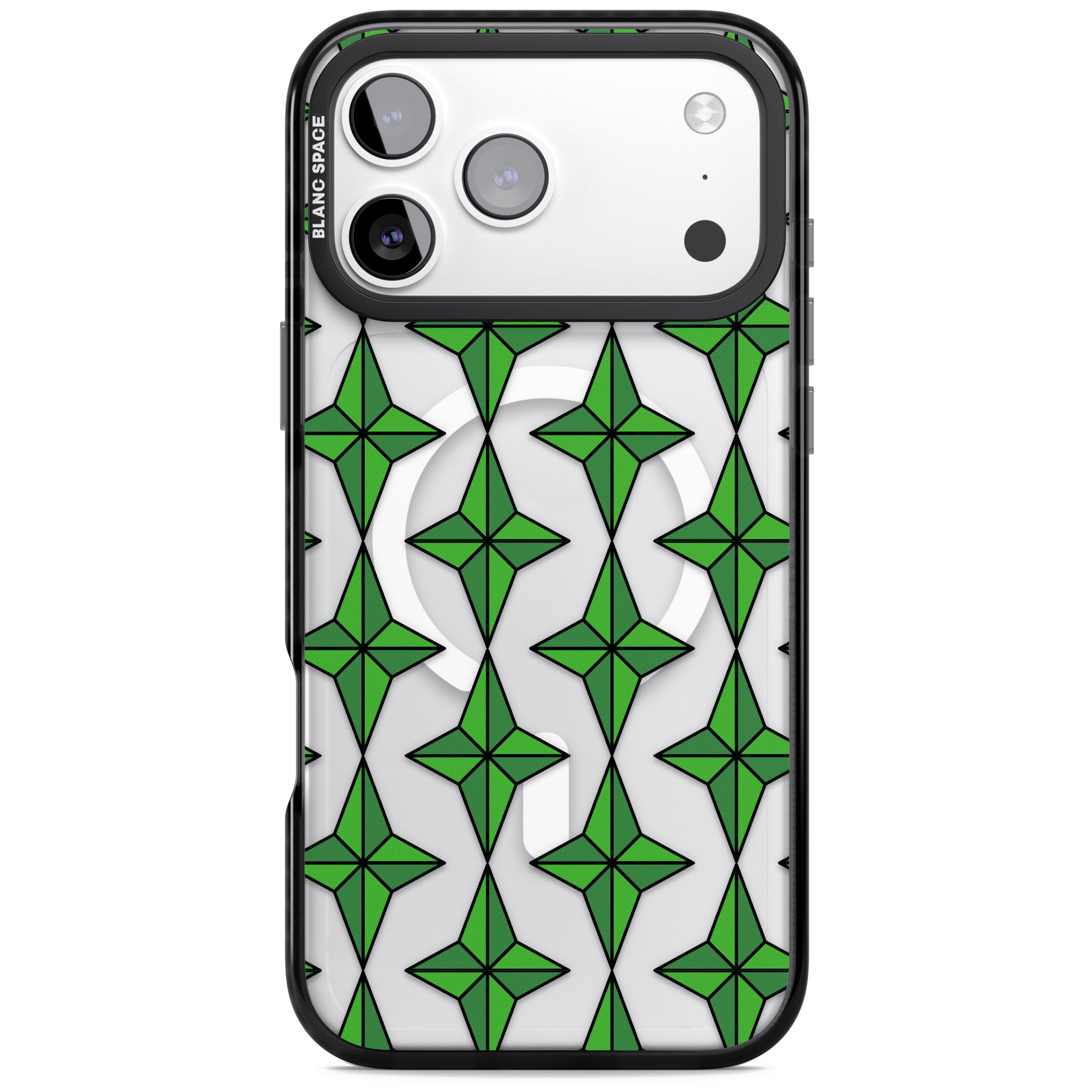 Emerald Stars Pattern (Clear) iPhone 17 Pro Max Impact Pro Black Phone Case