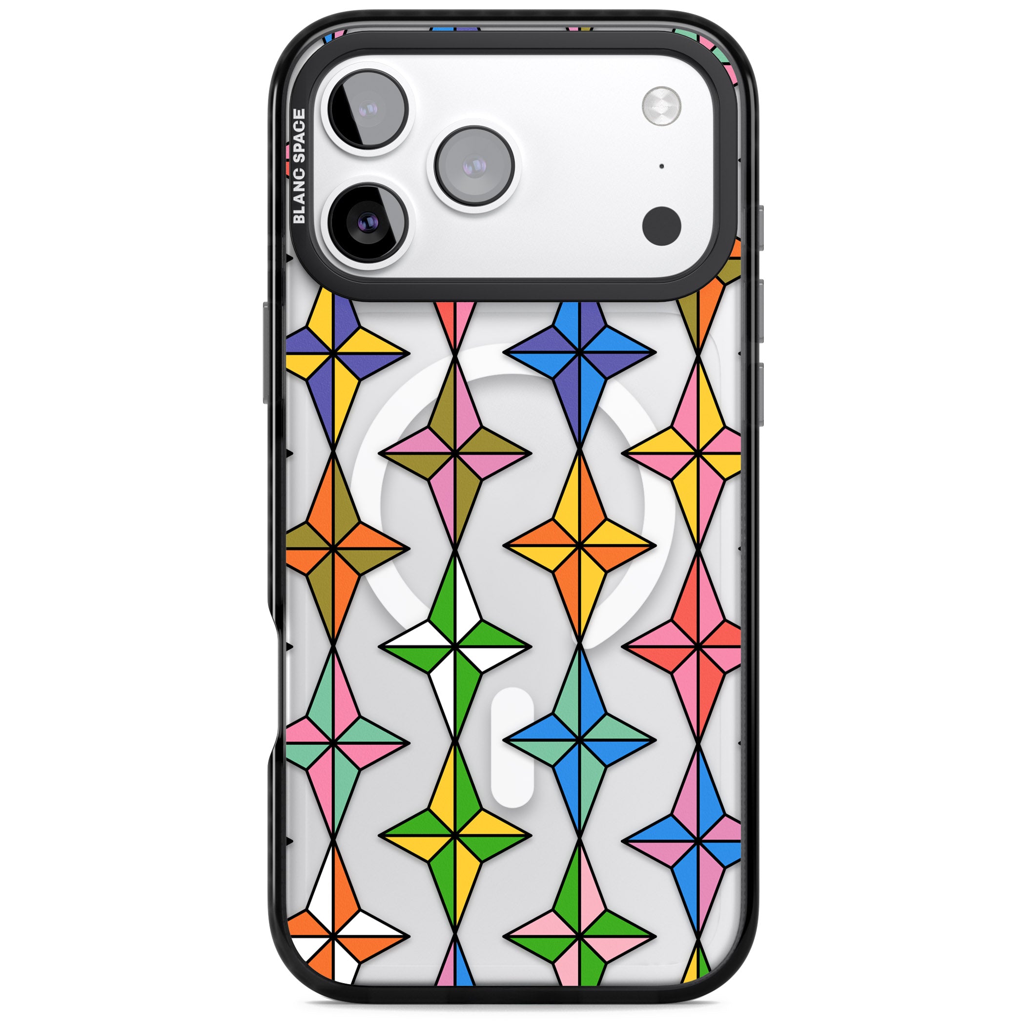 Multi Colour Stars Pattern iPhone 17 Pro Impact Pro Black Phone Case
