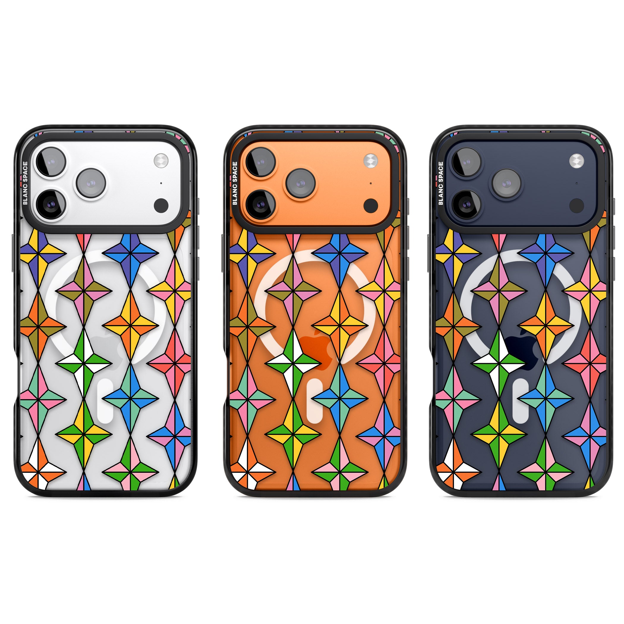 Multi Colour Stars Pattern iPhone 17 Pro Impact Pro Black Phone Case APT Impact Protection