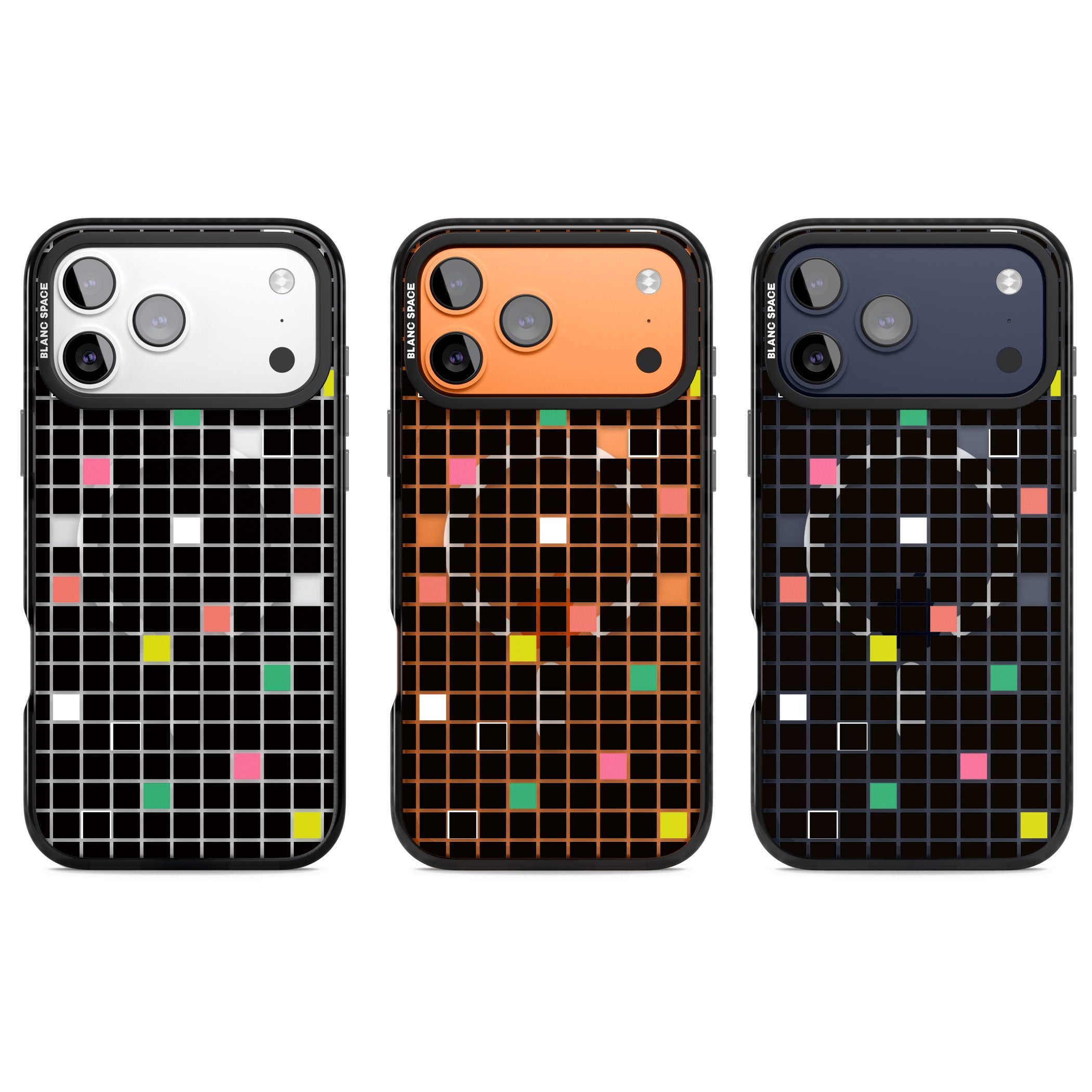Vibrant Black Geometric Grid iPhone 17 Pro Impact Pro Black Phone Case APT Impact Protection