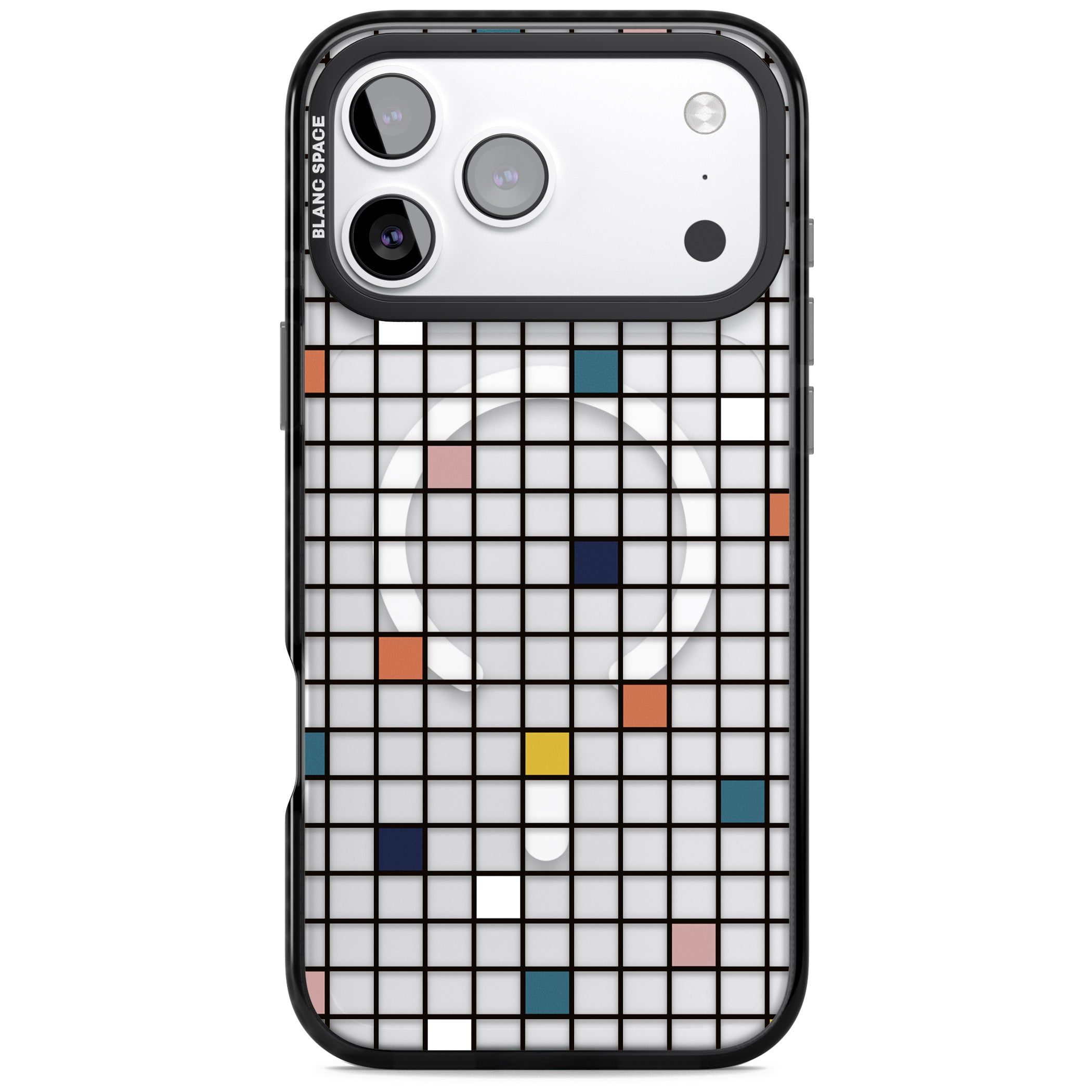 Earthtone Clear Geometric Grid iPhone 17 Pro Max Impact Pro Black Phone Case