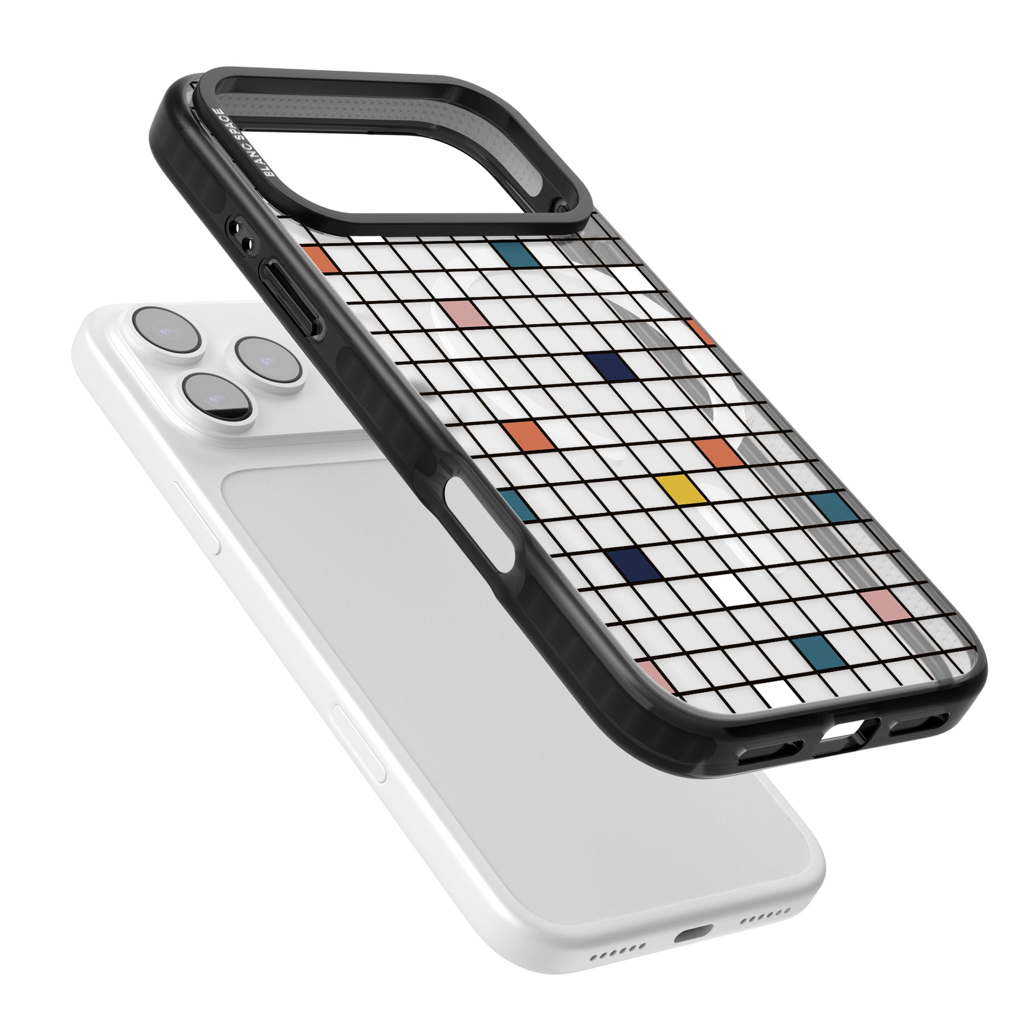Earthtone Clear Geometric Grid iPhone 17 Pro Max Impact Pro Black Phone Case Colours
