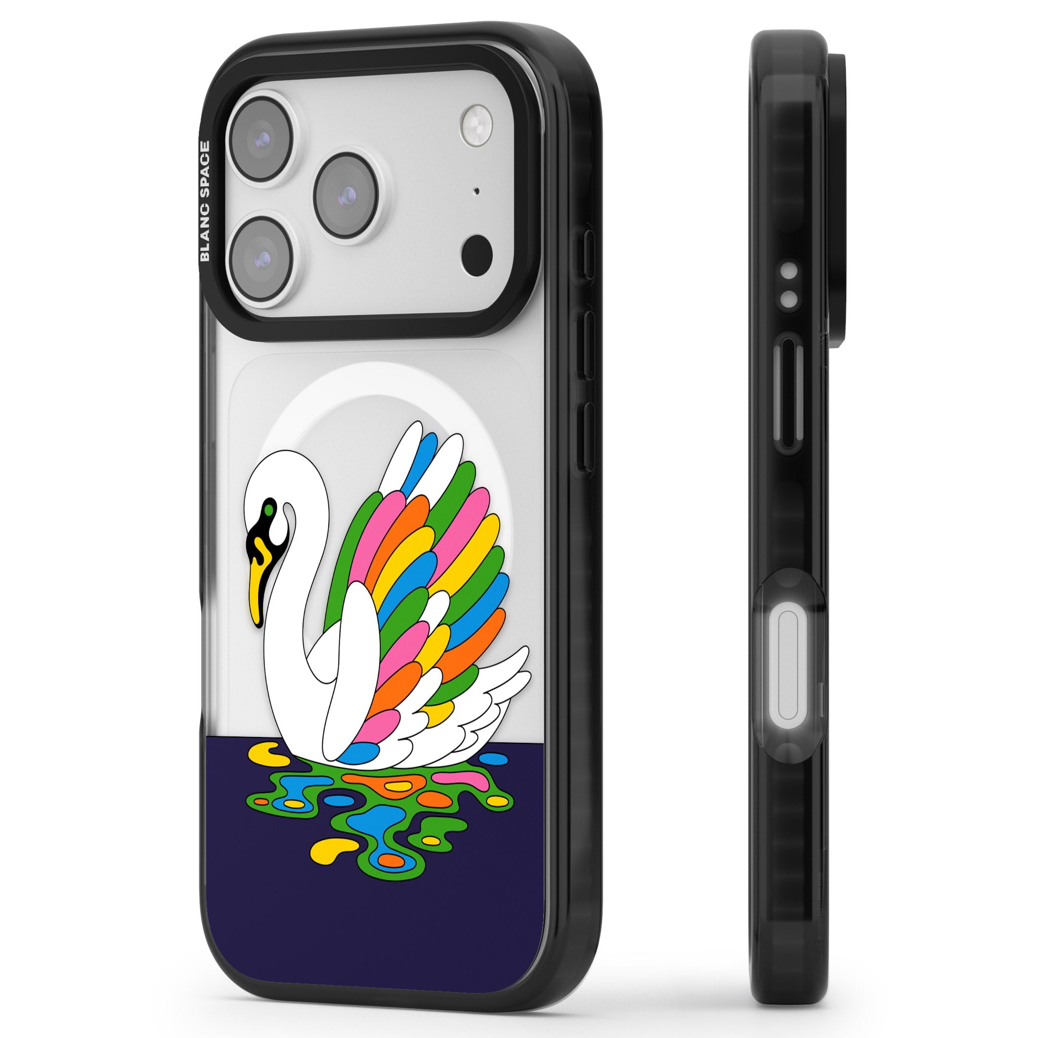Serene Swan iPhone 17 Pro Impact Pro Black Phone Case Side Profile