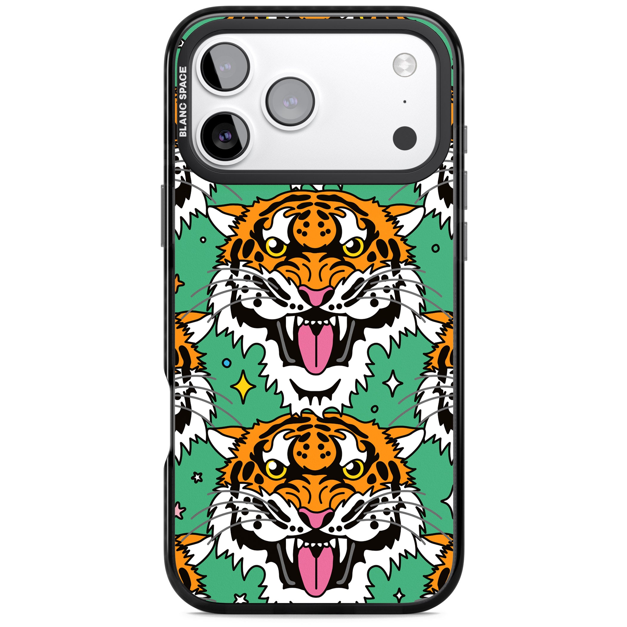 Fierce Jungle Tigers (Green) iPhone 17 Pro Max Impact Pro Black Phone Case
