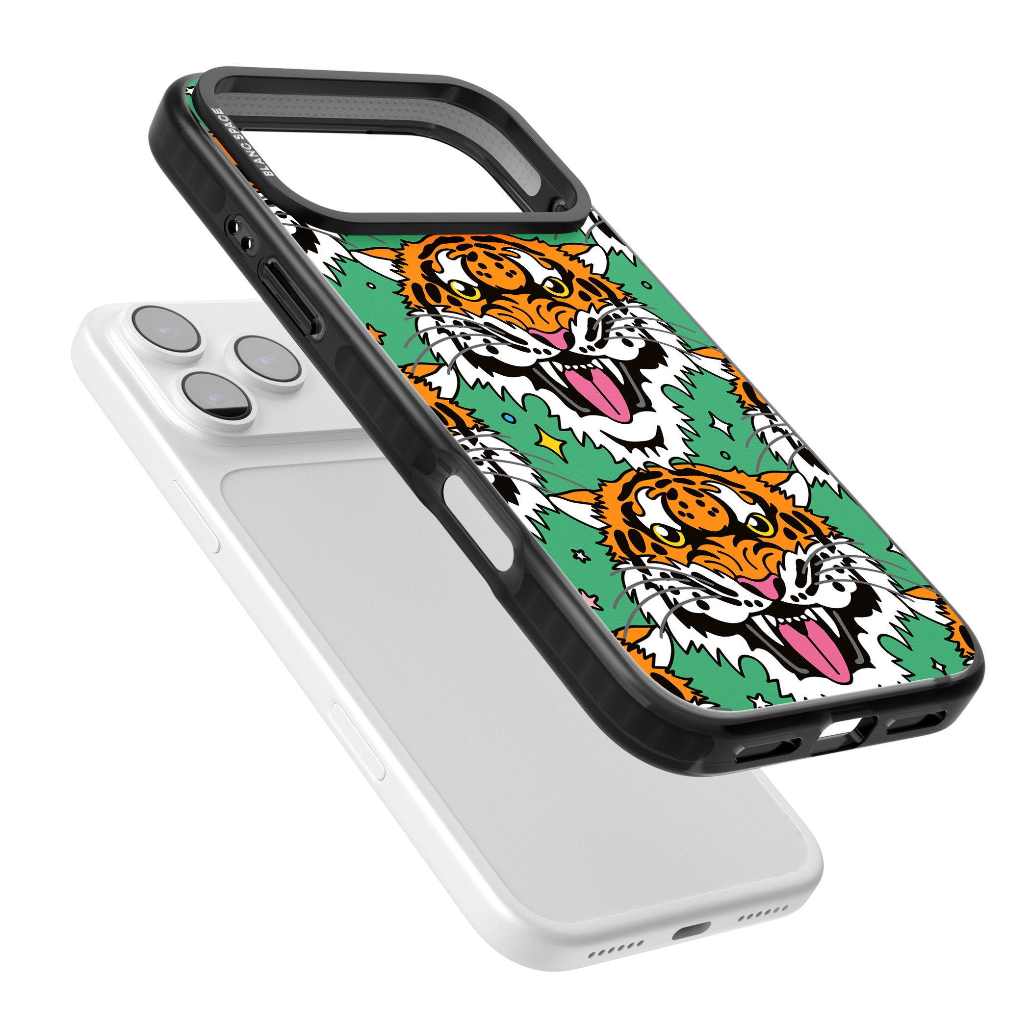 Fierce Jungle Tigers (Green) iPhone 17 Pro Max Impact Pro Black Phone Case Colours