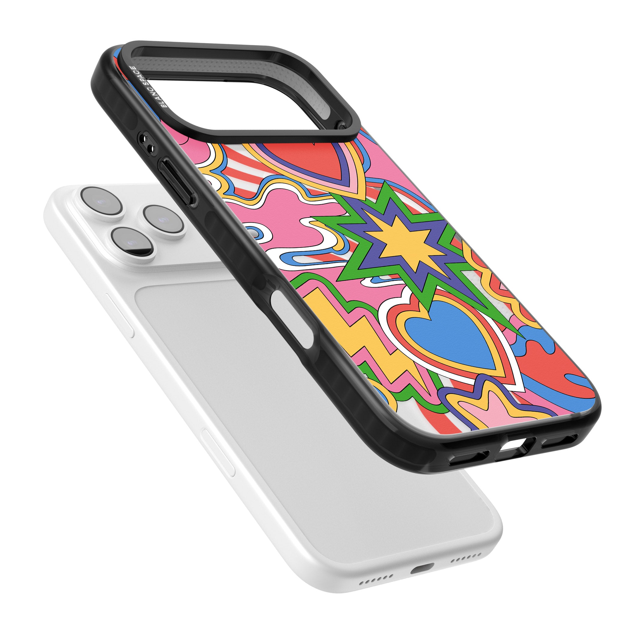 Psychedelic Pop Art Explosion iPhone 17 Pro Impact Pro Black Phone Case Colours