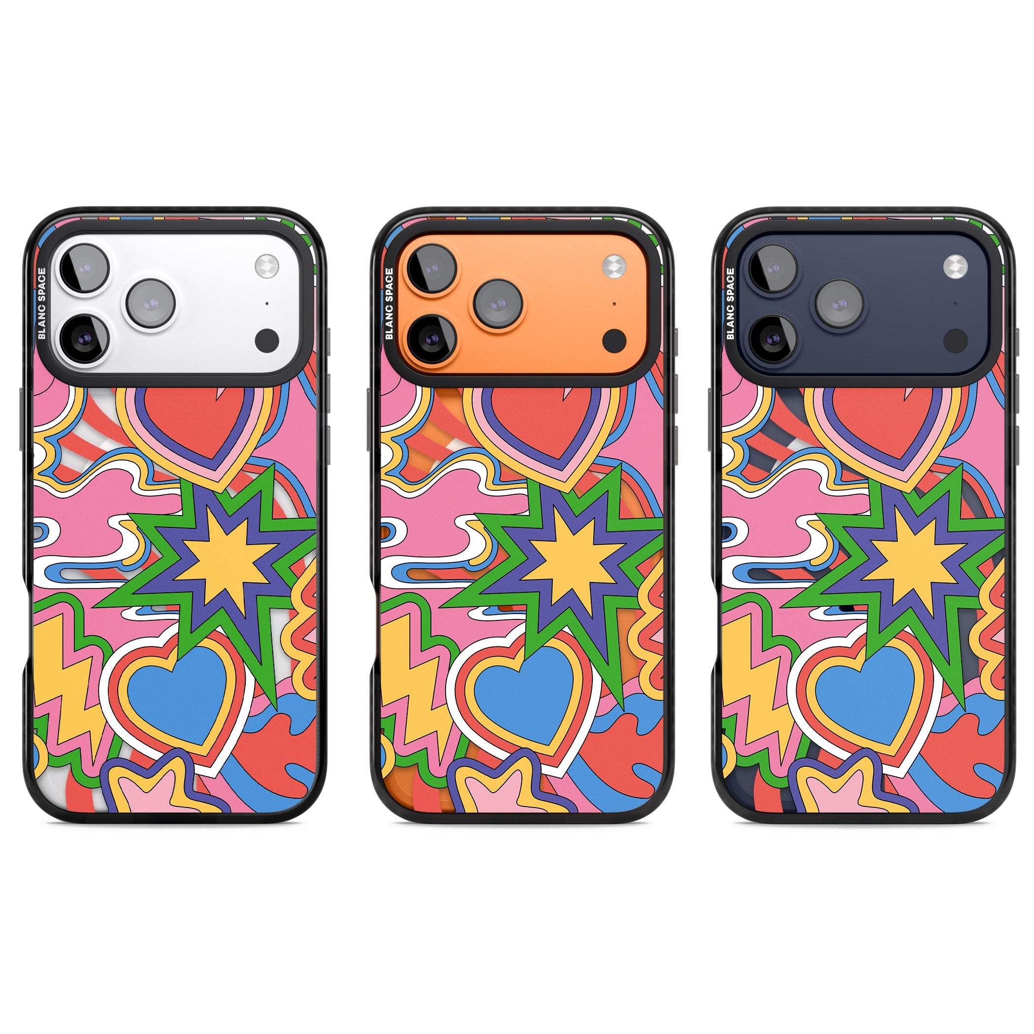 Psychedelic Pop Art Explosion iPhone 17 Pro Impact Pro Black Phone Case APT Impact Protection
