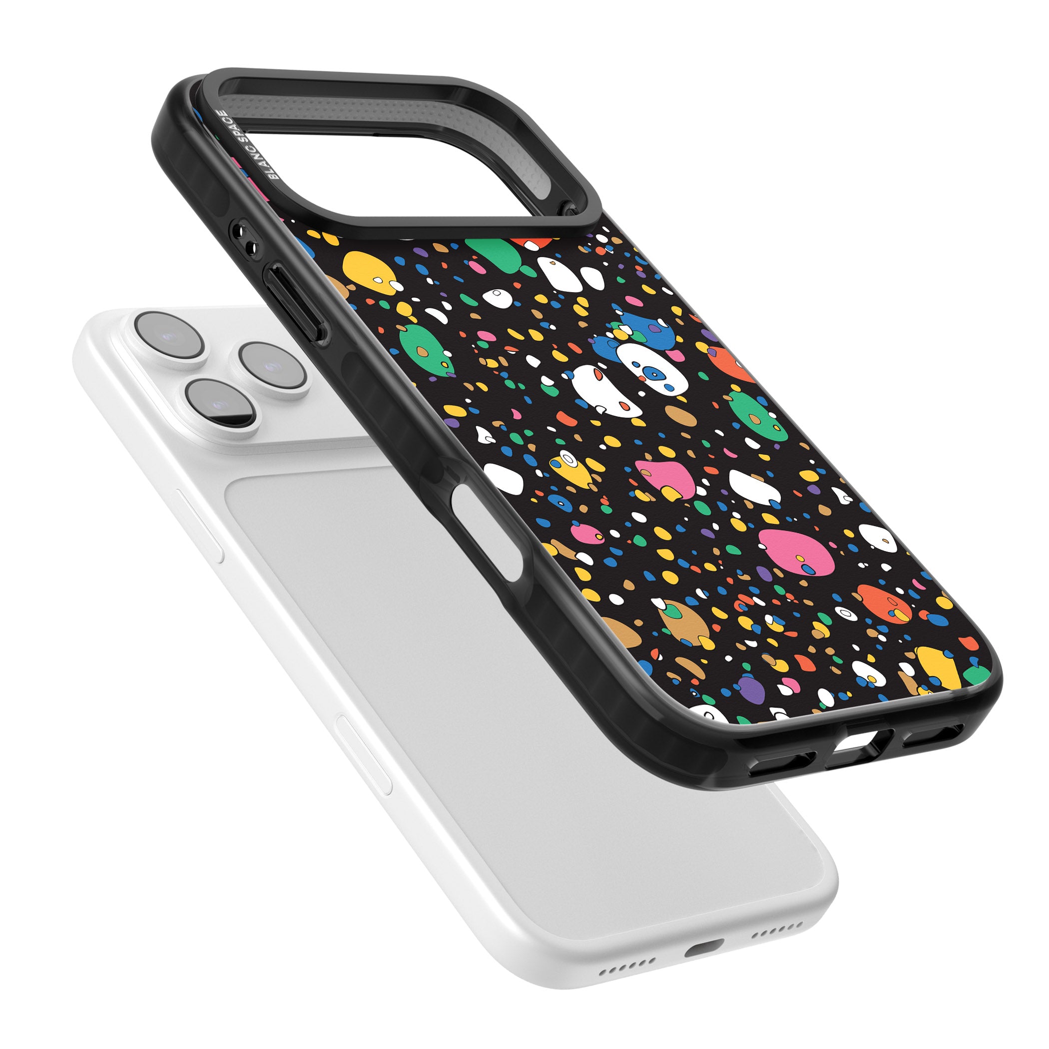 Colourful Confetti Pebbles (Black) iPhone 17 Pro Impact Pro Black Phone Case Colours