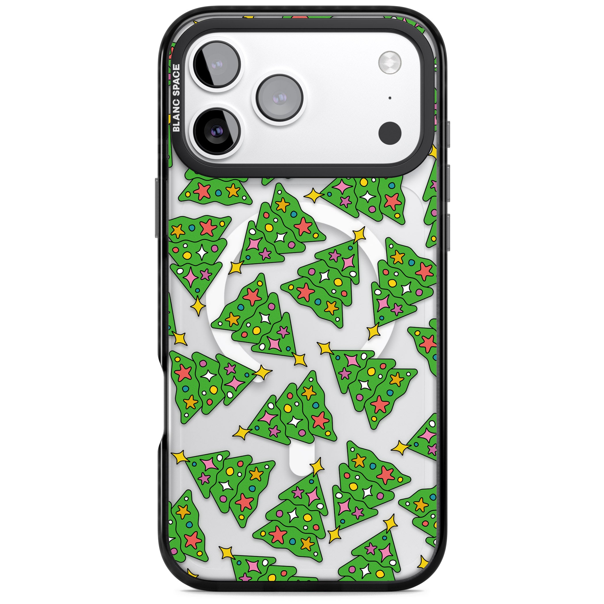 Christmas Tree Pattern iPhone 17 Pro Impact Pro Black Phone Case