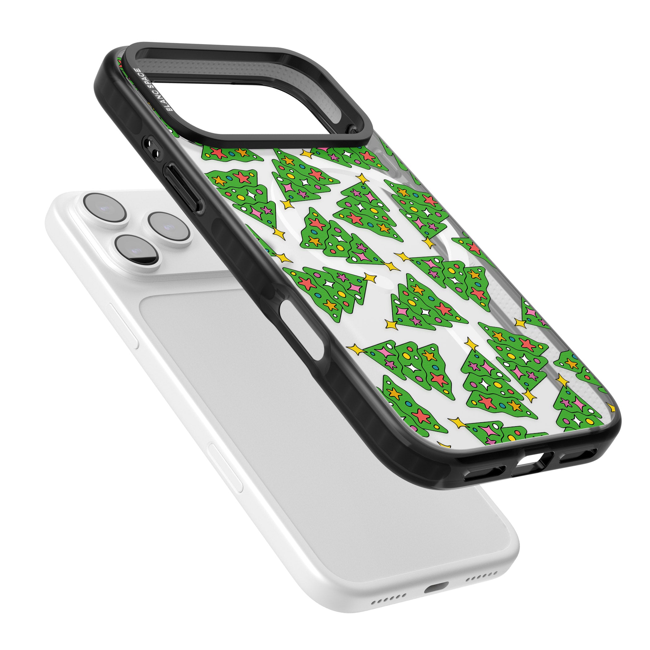 Christmas Tree Pattern iPhone 17 Pro Impact Pro Black Phone Case Colours