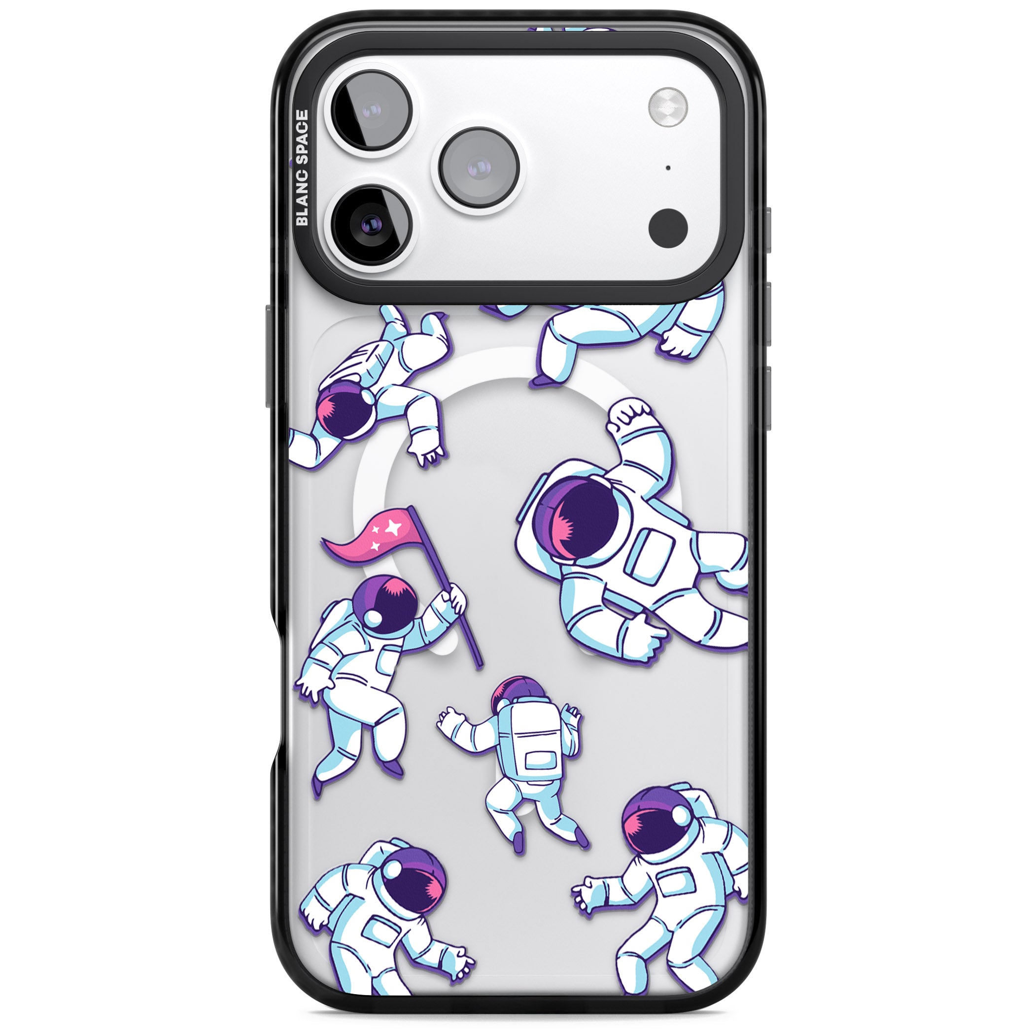 Astronaut Pattern iPhone 17 Pro Max Impact Pro Black Phone Case