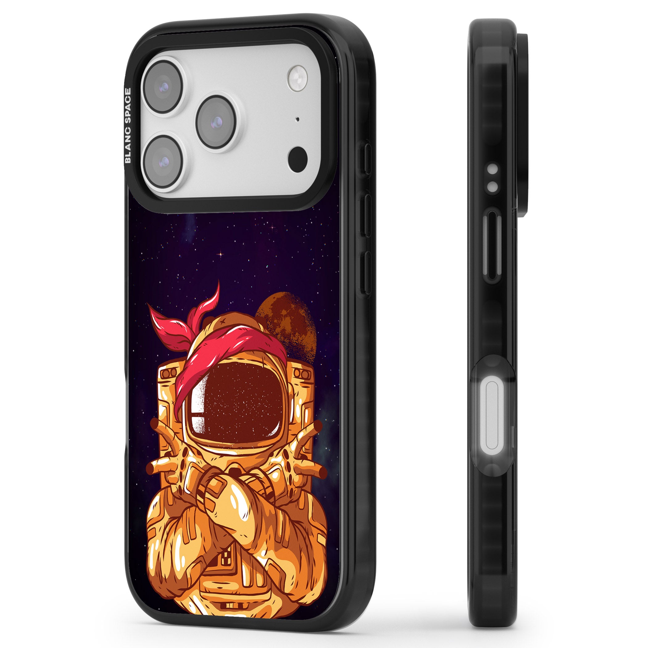 Space Gangster iPhone 17 Pro Impact Pro Black Phone Case Side Profile