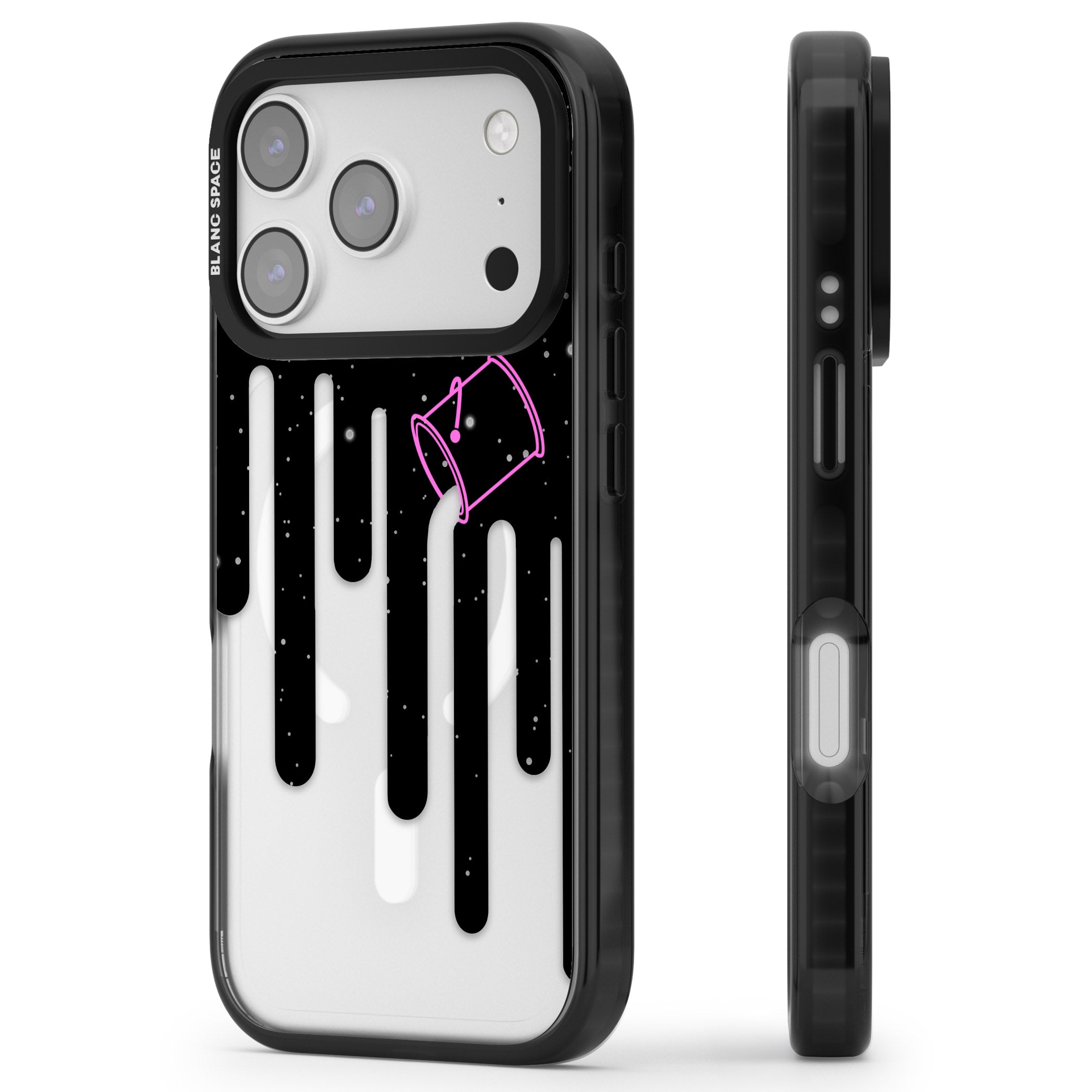 Cosmic Drip iPhone 17 Pro Impact Pro Black Phone Case Side Profile