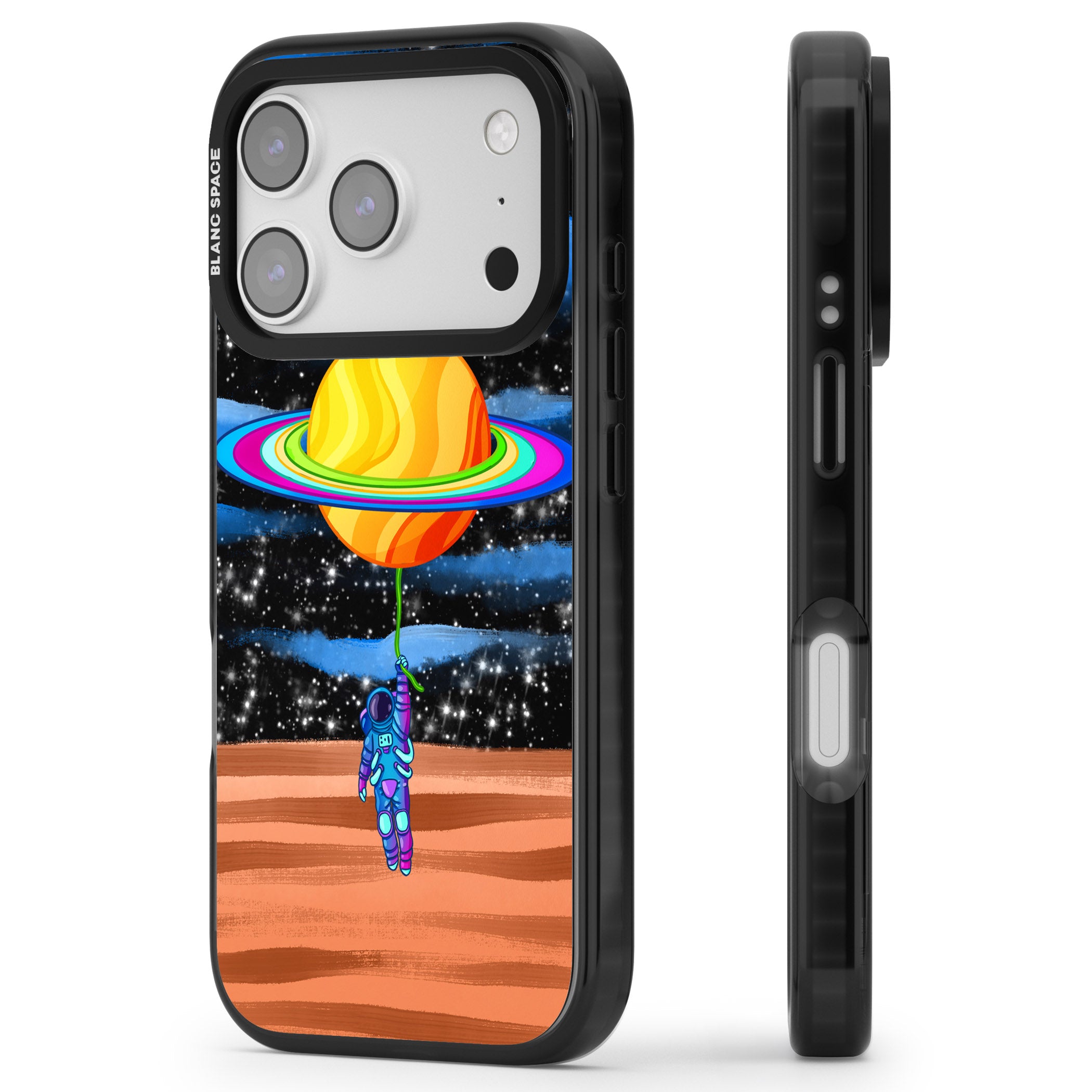World On Helium iPhone 17 Pro Impact Pro Black Phone Case Side Profile