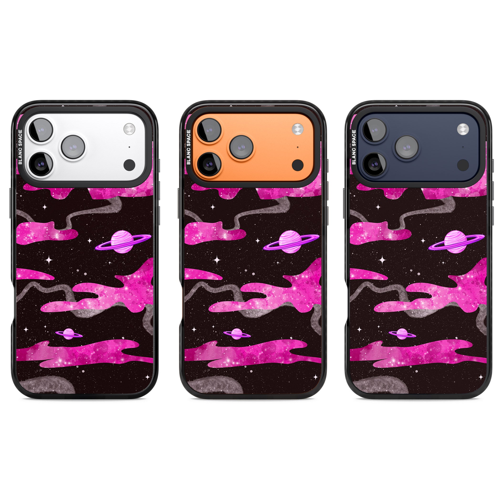 Pink Galaxy iPhone 17 Pro Impact Pro Black Phone Case APT Impact Protection