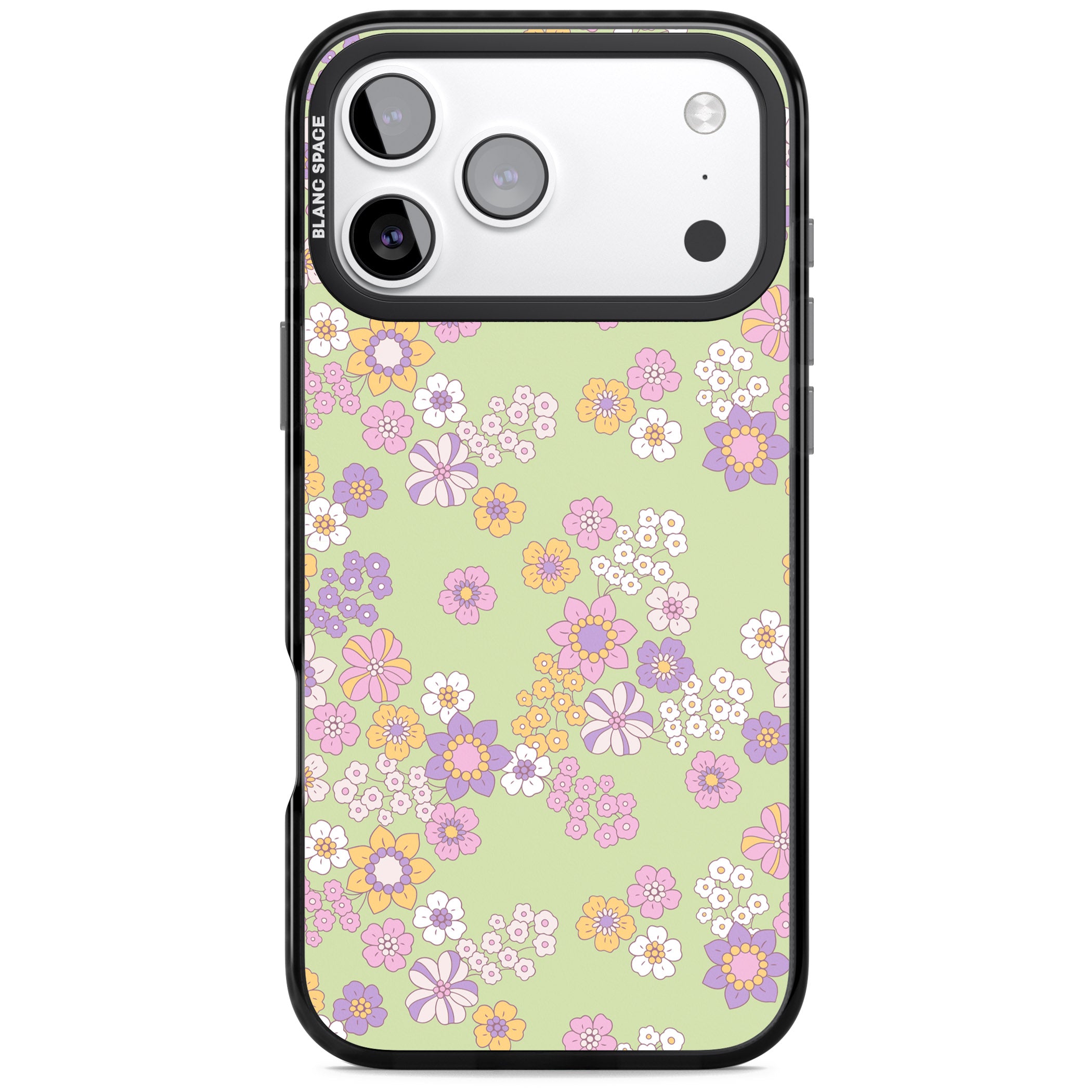 Grass Green Flowers iPhone 17 Pro Impact Pro Black Phone Case