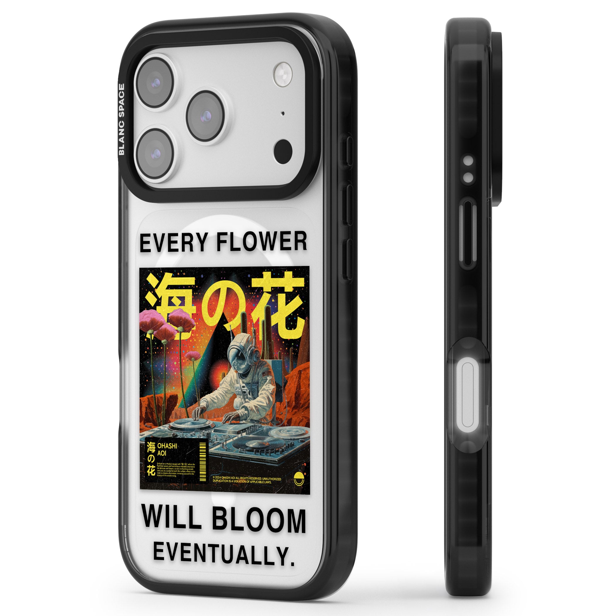 Every Flower Will Bloom Eventually iPhone 17 Pro Impact Pro Black Phone Case Side Profile
