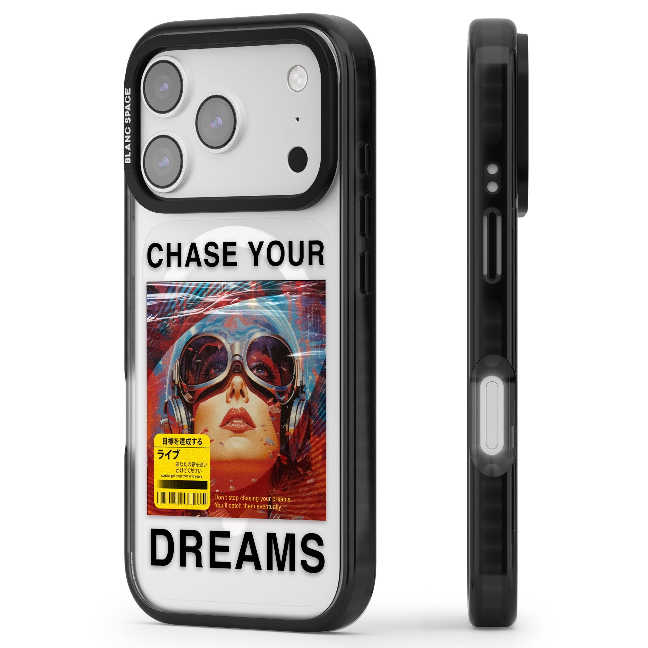Chase Your Dreams iPhone 17 Pro Impact Pro Black Phone Case Side Profile