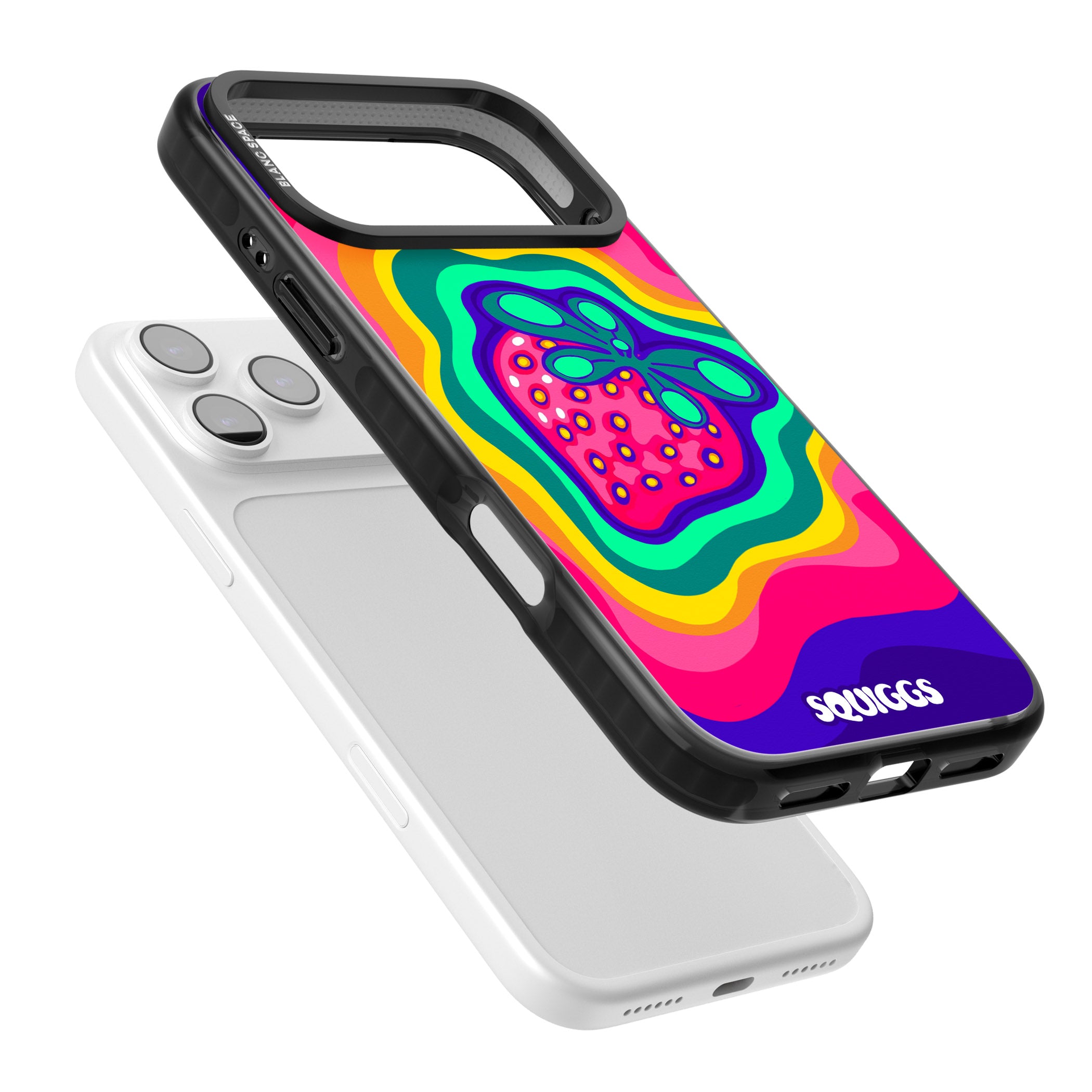 Strawberry Rainbow iPhone 17 Pro Impact Pro Black Phone Case Colours