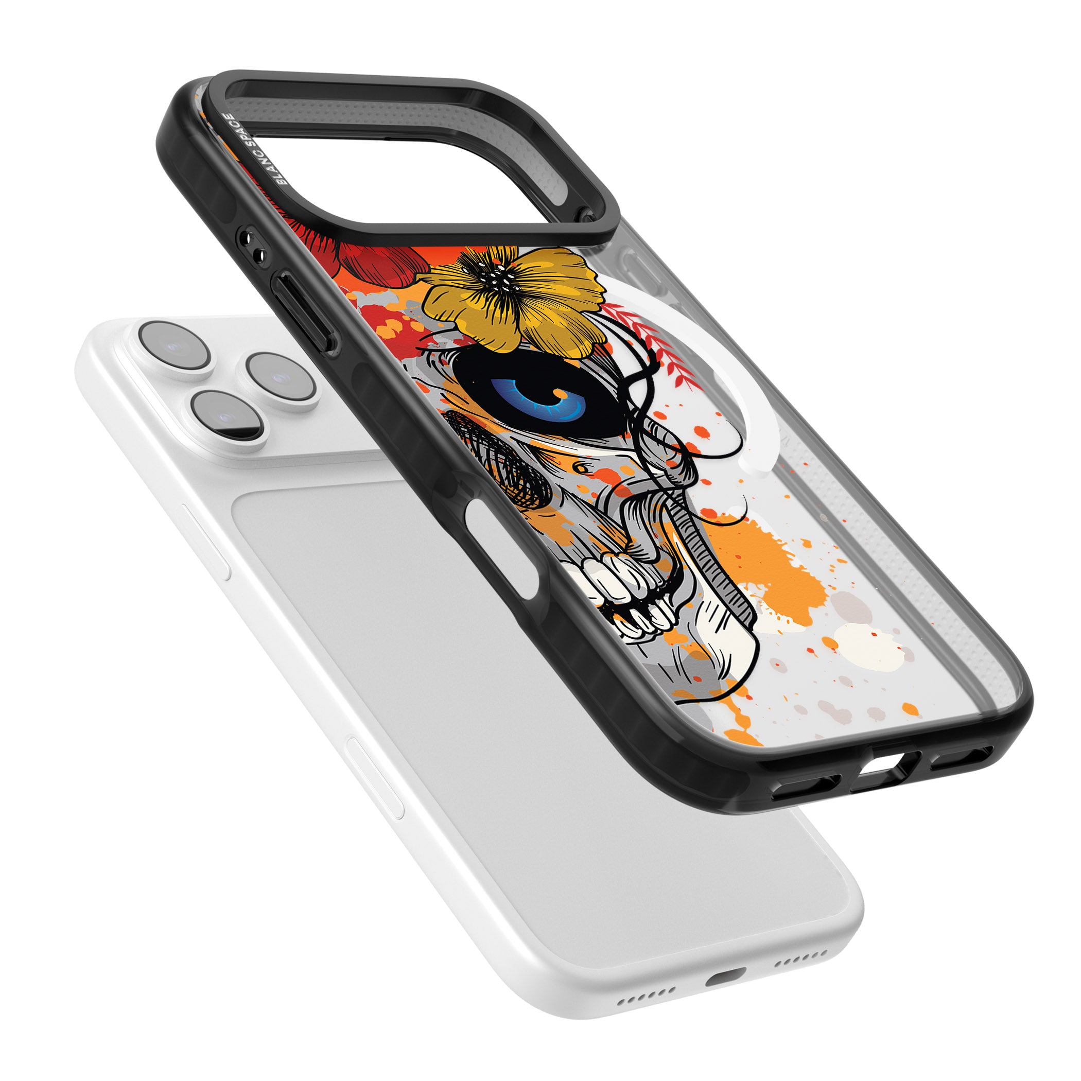 Sugar Skull Flowers iPhone 17 Pro Impact Pro Black Phone Case Colours