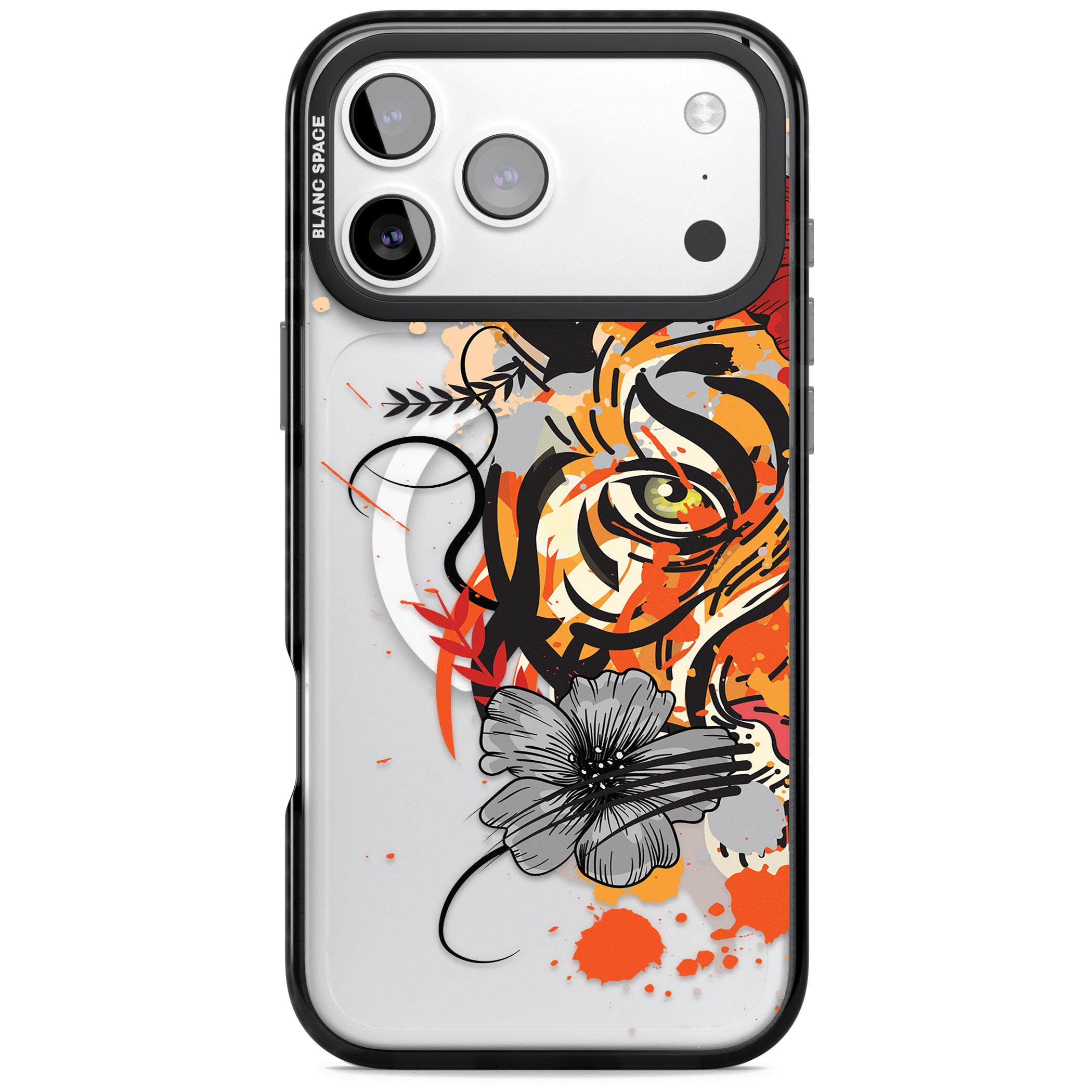 Sugar Skull Tiger iPhone 17 Pro Impact Pro Black Phone Case