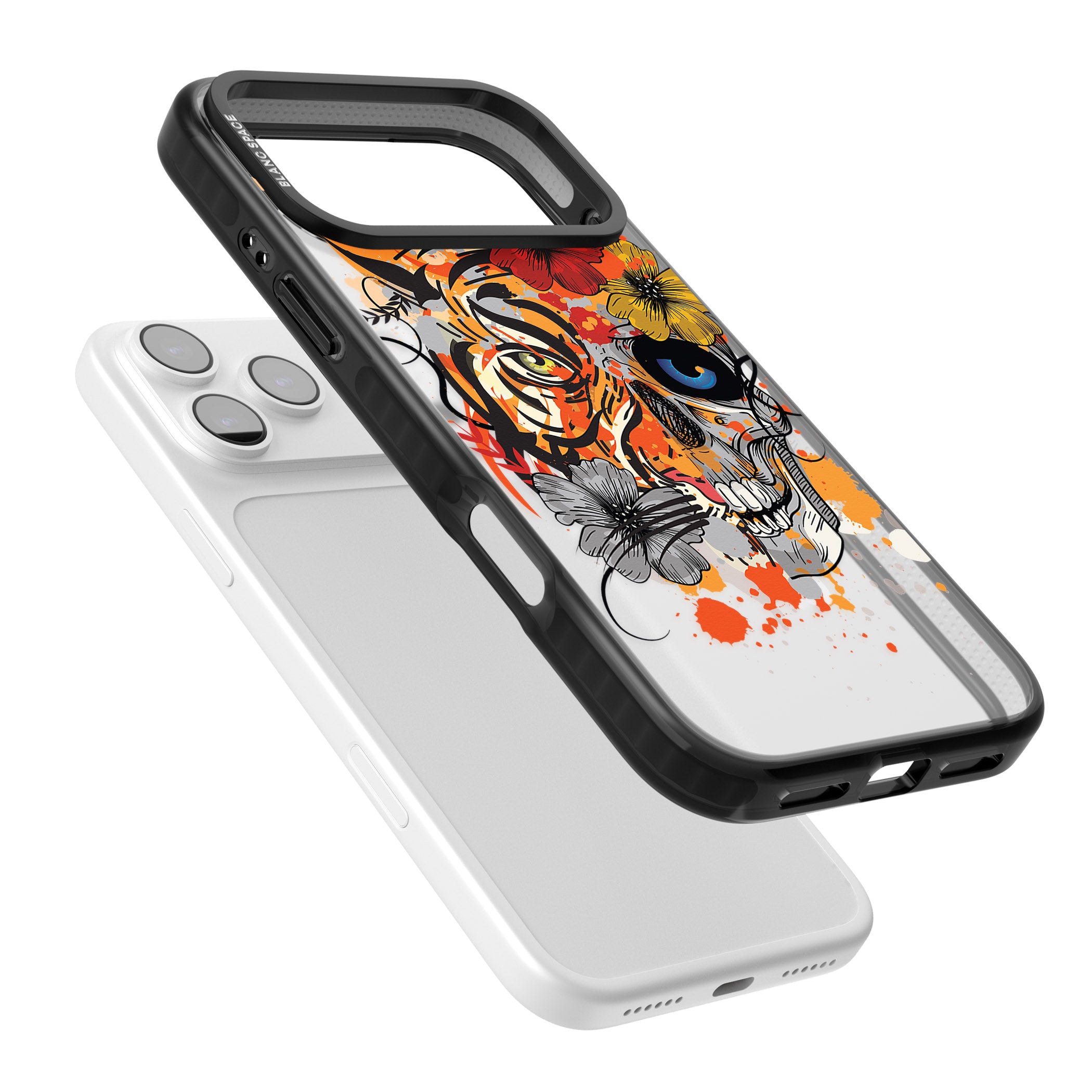 Sugar Skull Tiger Floral iPhone 17 Pro Impact Pro Black Phone Case Colours