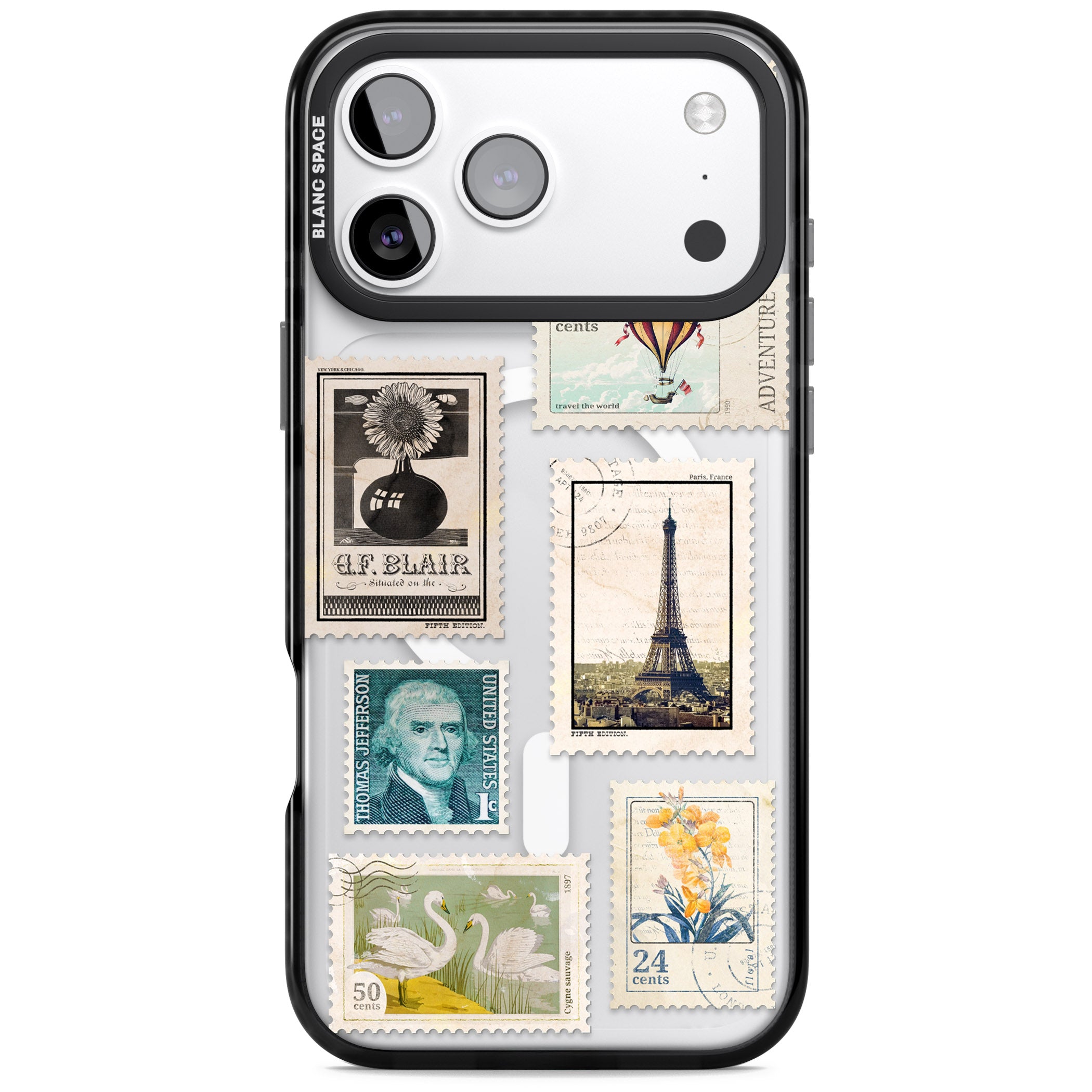 Vintage Stamps iPhone 17 Pro Max Impact Pro Black Phone Case