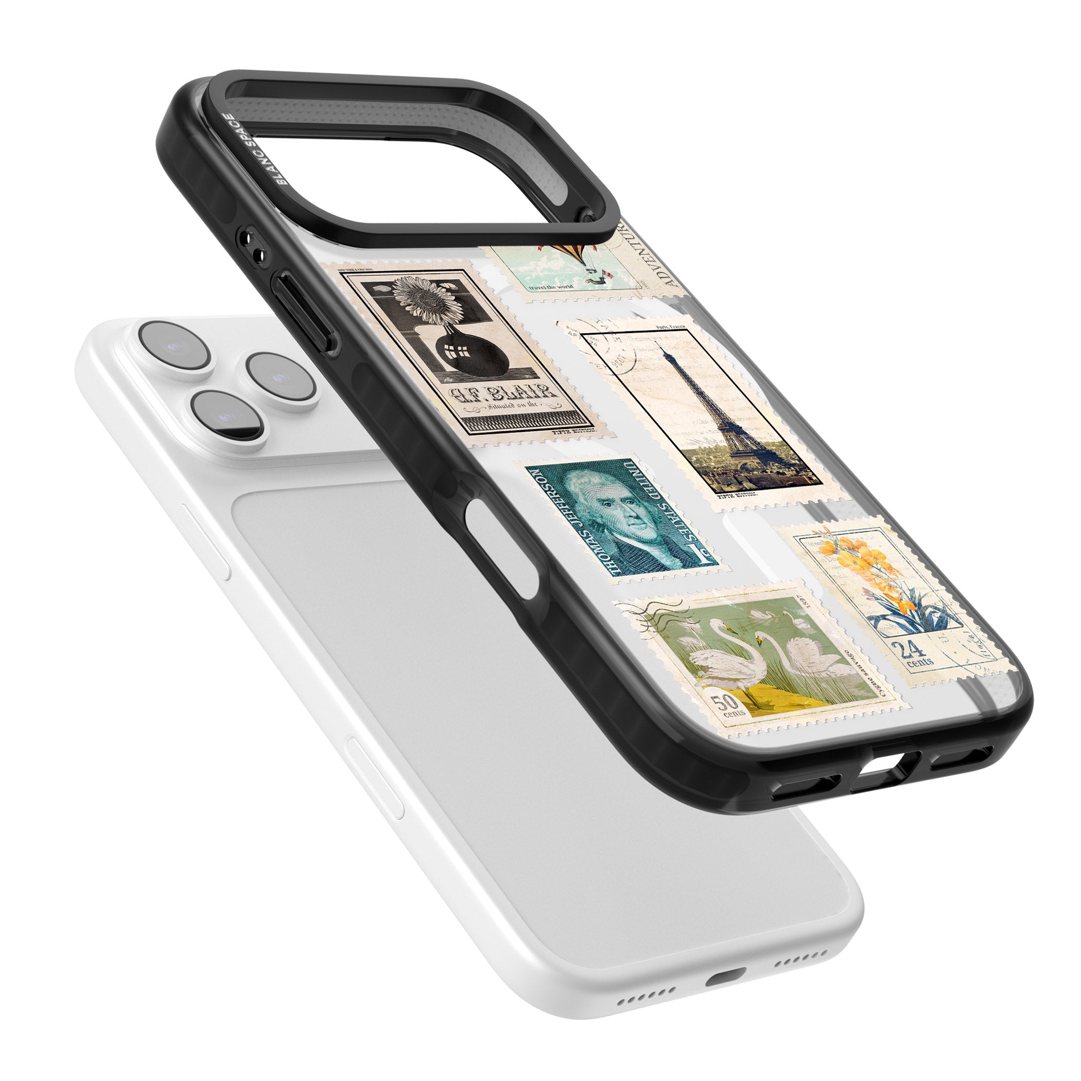 Vintage Stamps iPhone 17 Pro Impact Pro Black Phone Case Colours