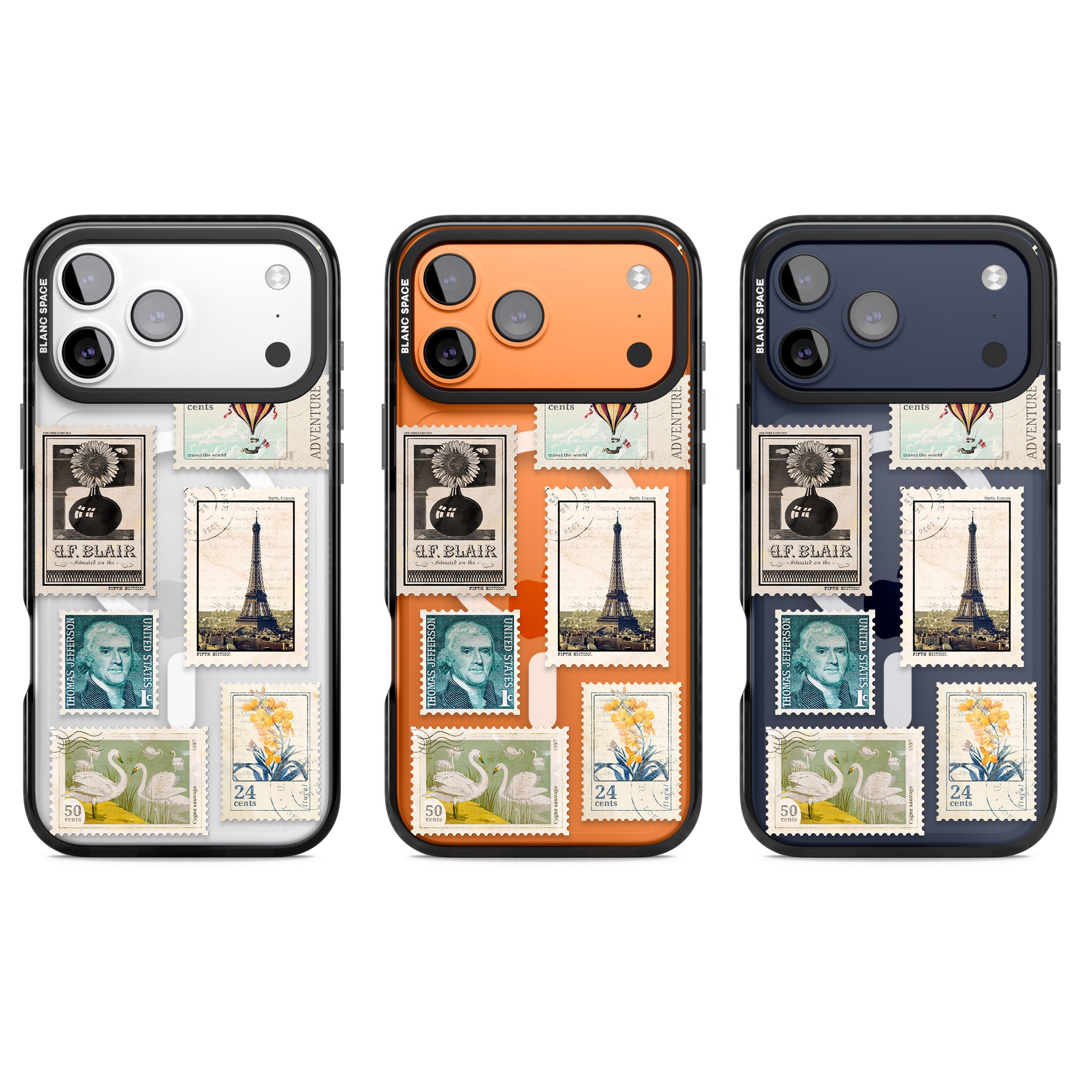 Vintage Stamps iPhone 17 Pro Impact Pro Black Phone Case APT Impact Protection