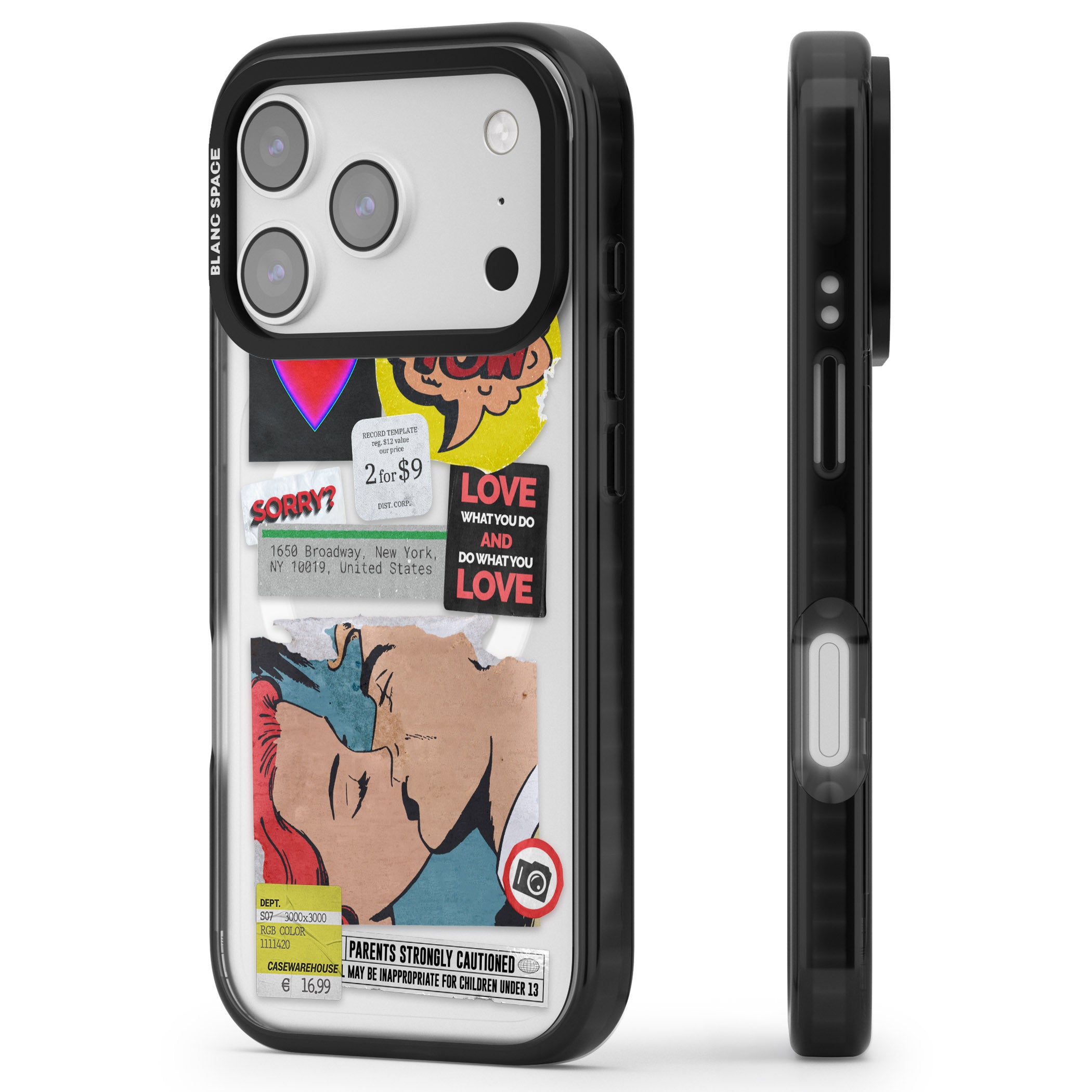 Retro Sticker Mix iPhone 17 Pro Impact Pro Black Phone Case Side Profile