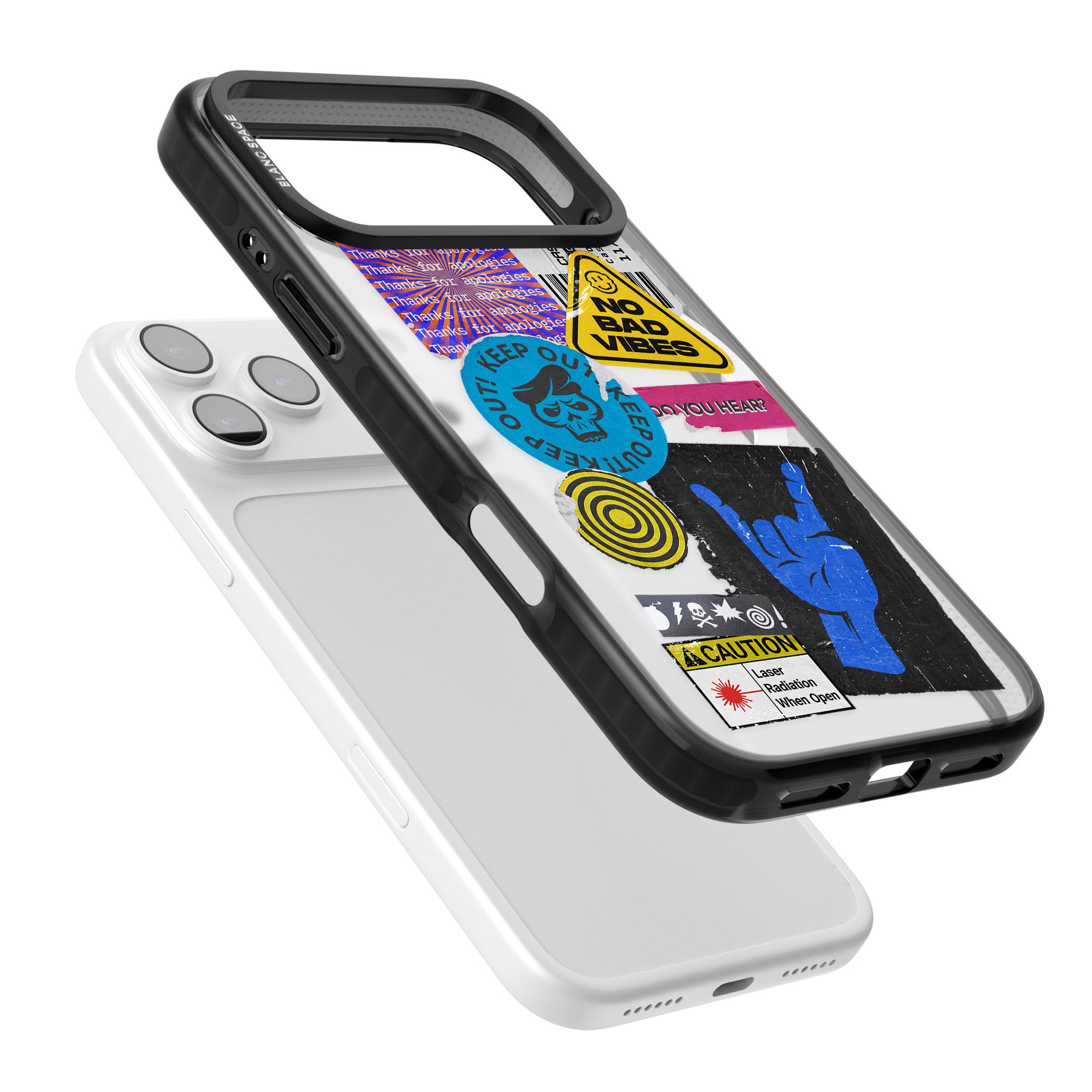 No Bad Vibes Sticker Mix iPhone 17 Pro Impact Pro Black Phone Case Colours