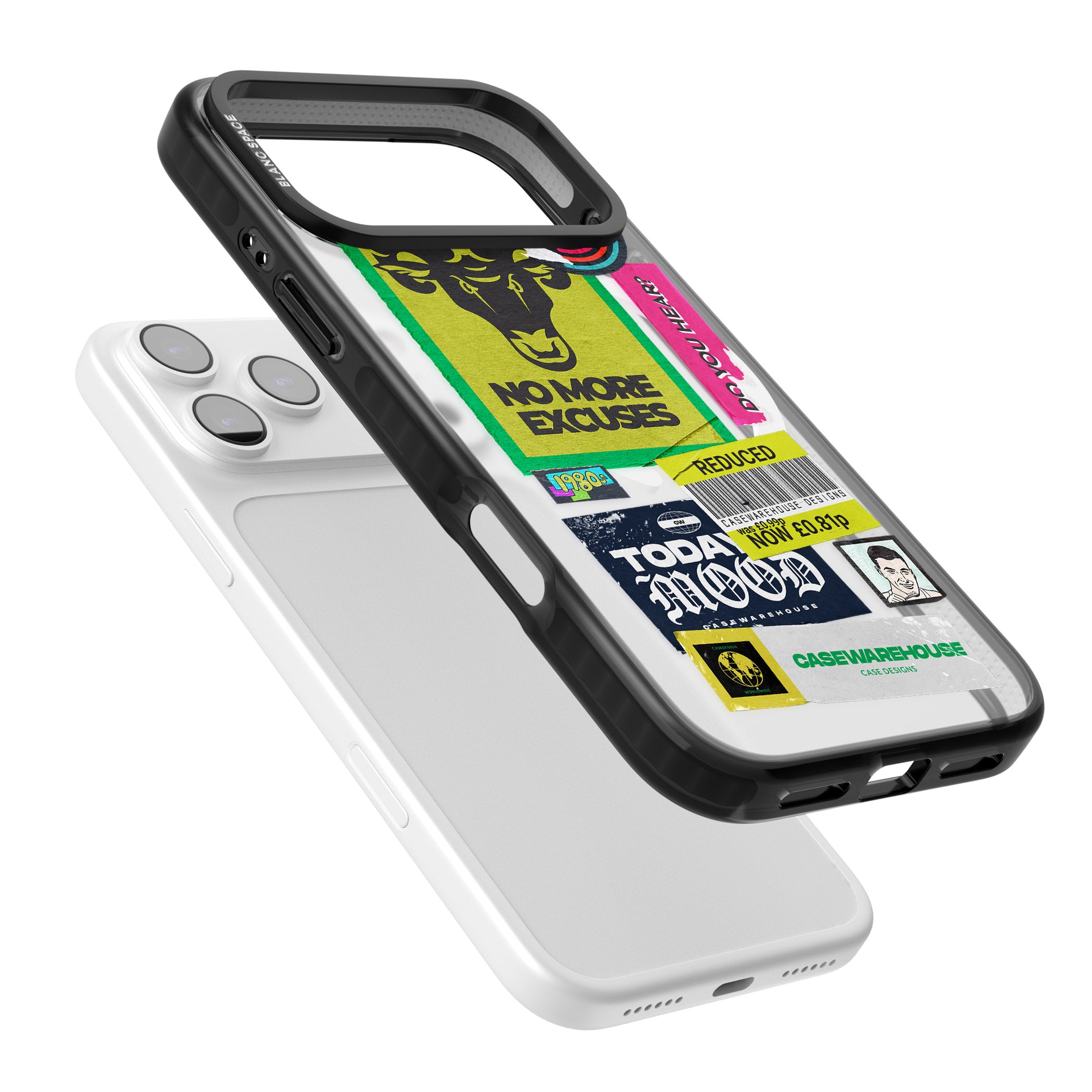 No More Excuses Sticker Mix iPhone 17 Pro Impact Pro Black Phone Case Colours