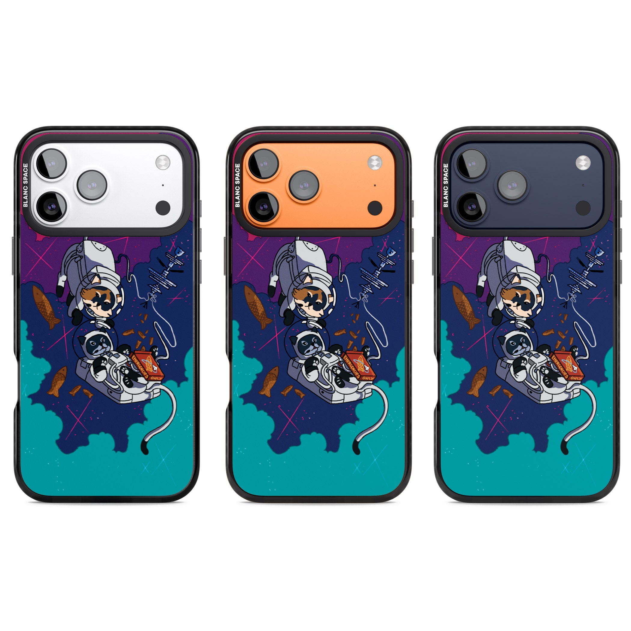 Cats In Space iPhone 17 Pro Impact Pro Black Phone Case APT Impact Protection
