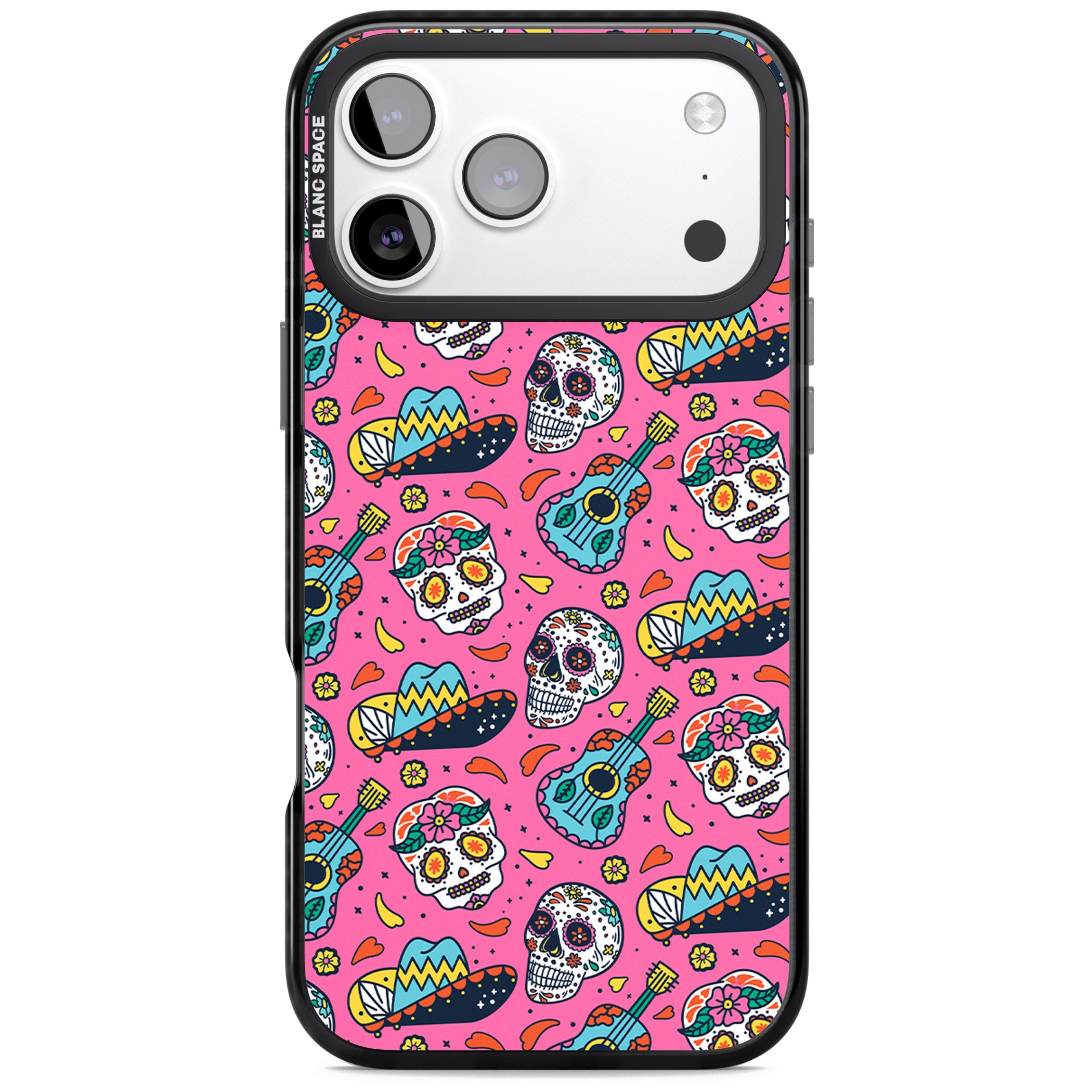 Pink Day Of The Dead Pattern iPhone 17 Pro Max Impact Pro Black Phone Case