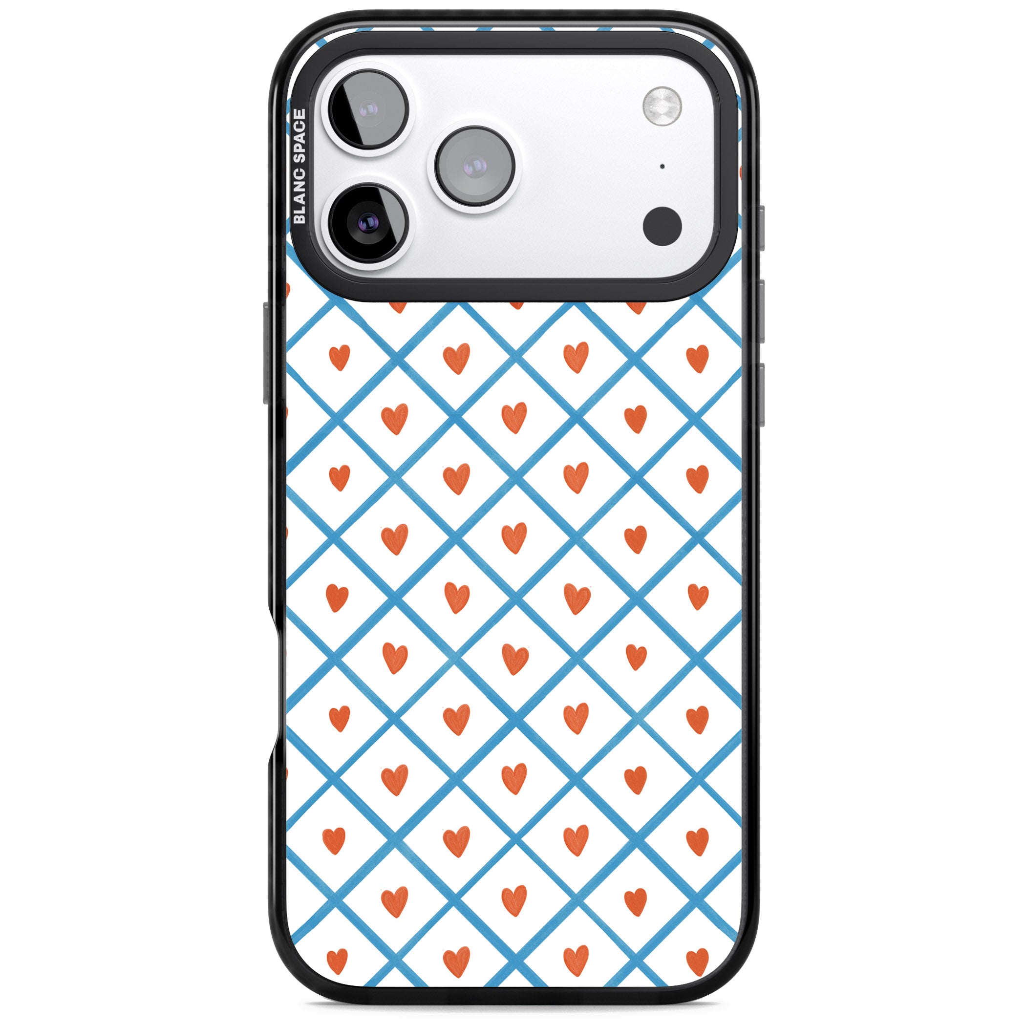 Lattice Love Hearts iPhone 17 Pro Max Impact Pro Black Phone Case