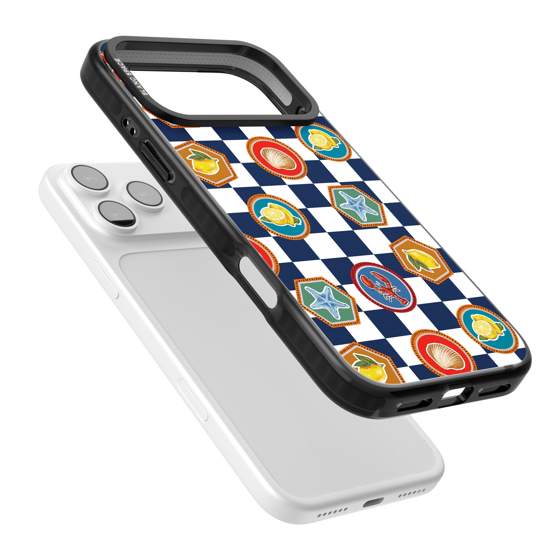 Coastal Check Pattern iPhone 17 Pro Impact Pro Black Phone Case Colours