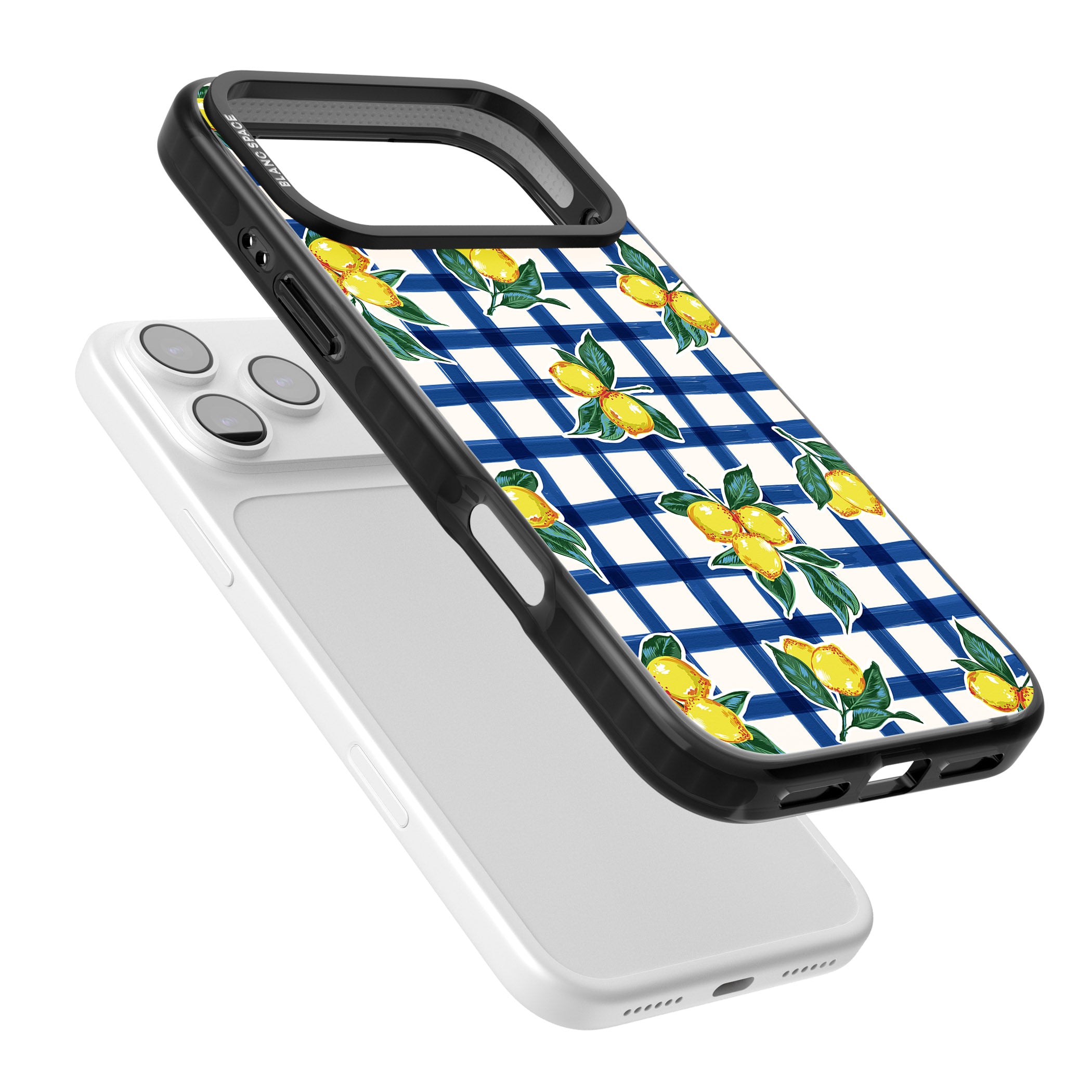 Lemon Gingham iPhone 17 Pro Impact Pro Black Phone Case Colours