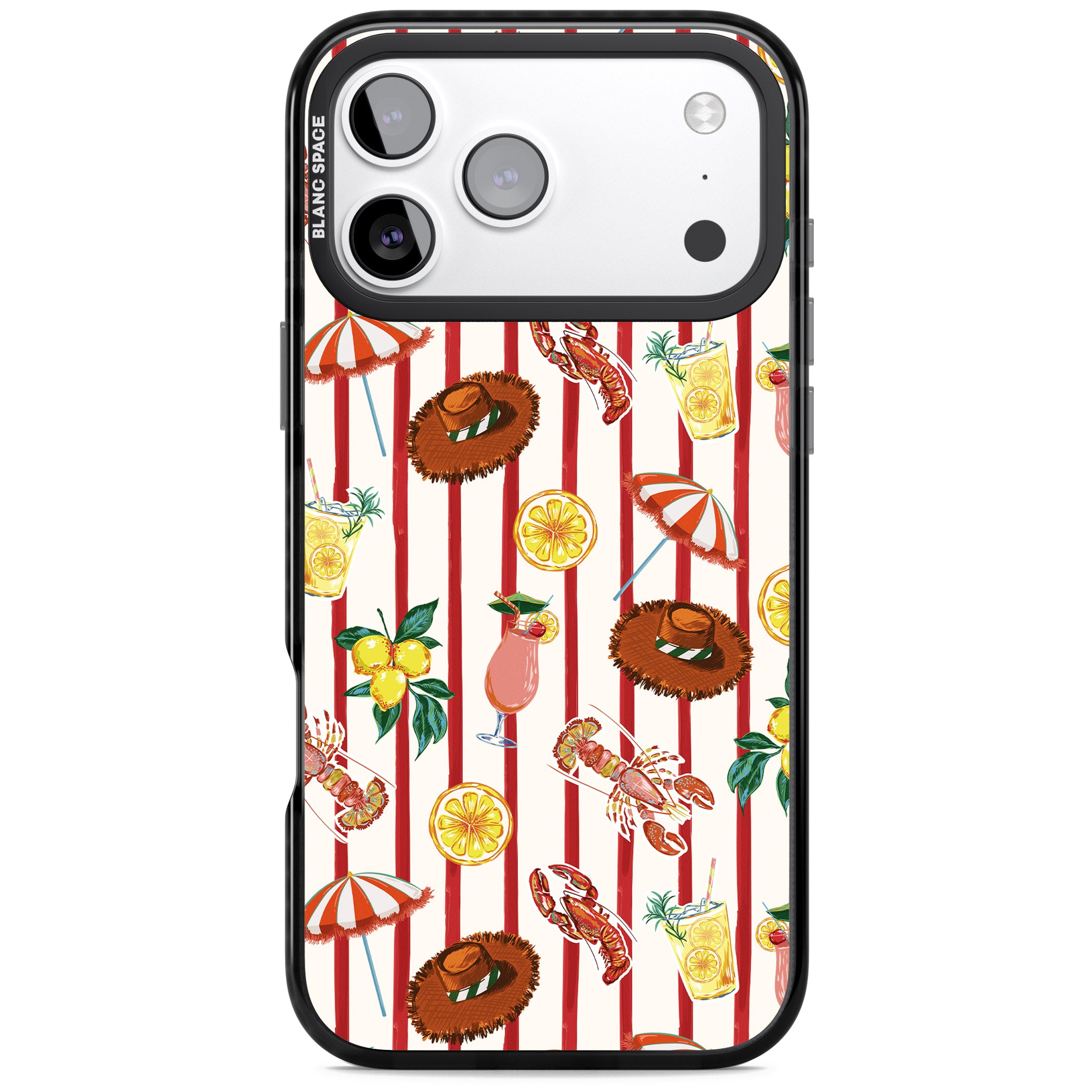 Italian Beach Pattern iPhone 17 Pro Impact Pro Black Phone Case