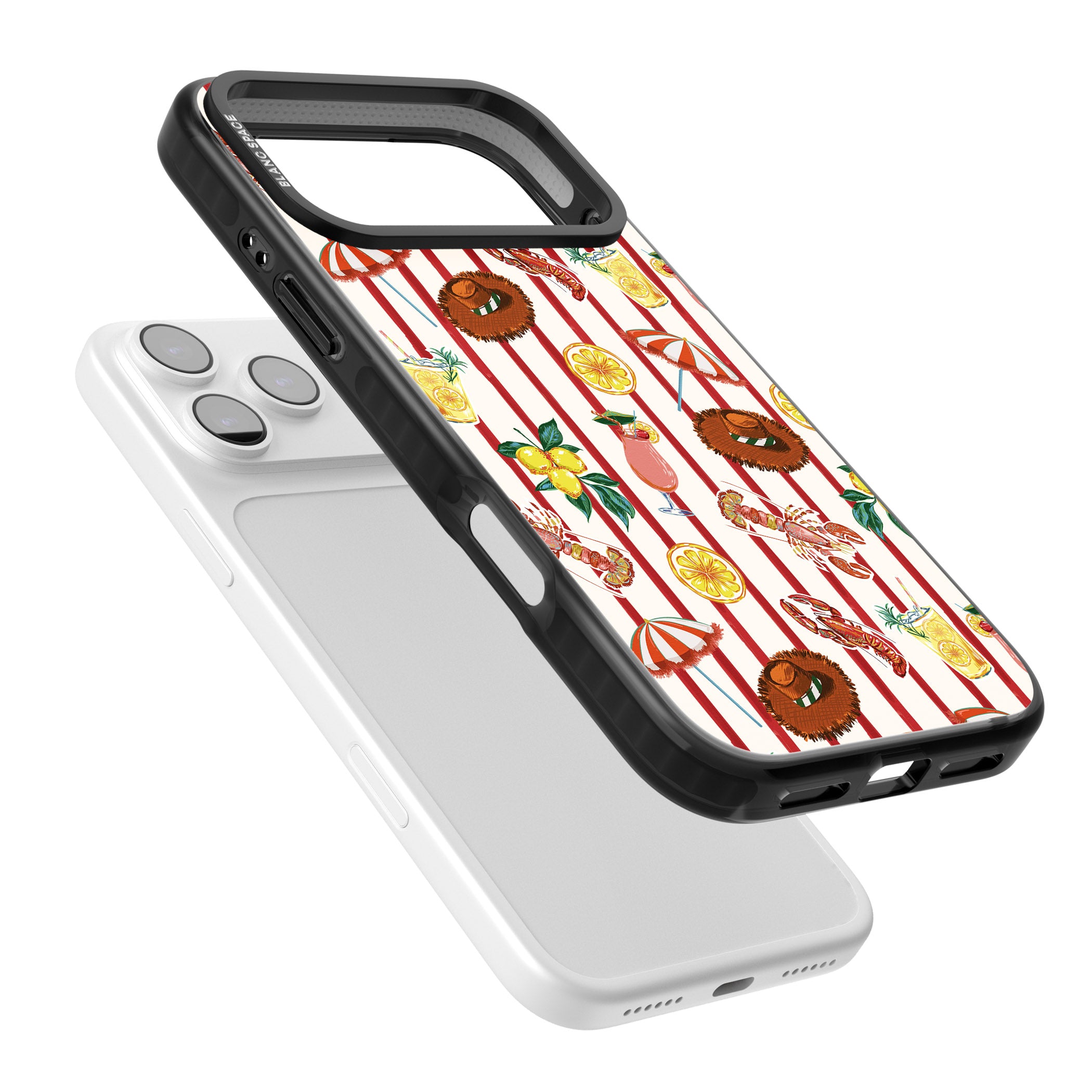 Italian Beach Pattern iPhone 17 Pro Impact Pro Black Phone Case Colours