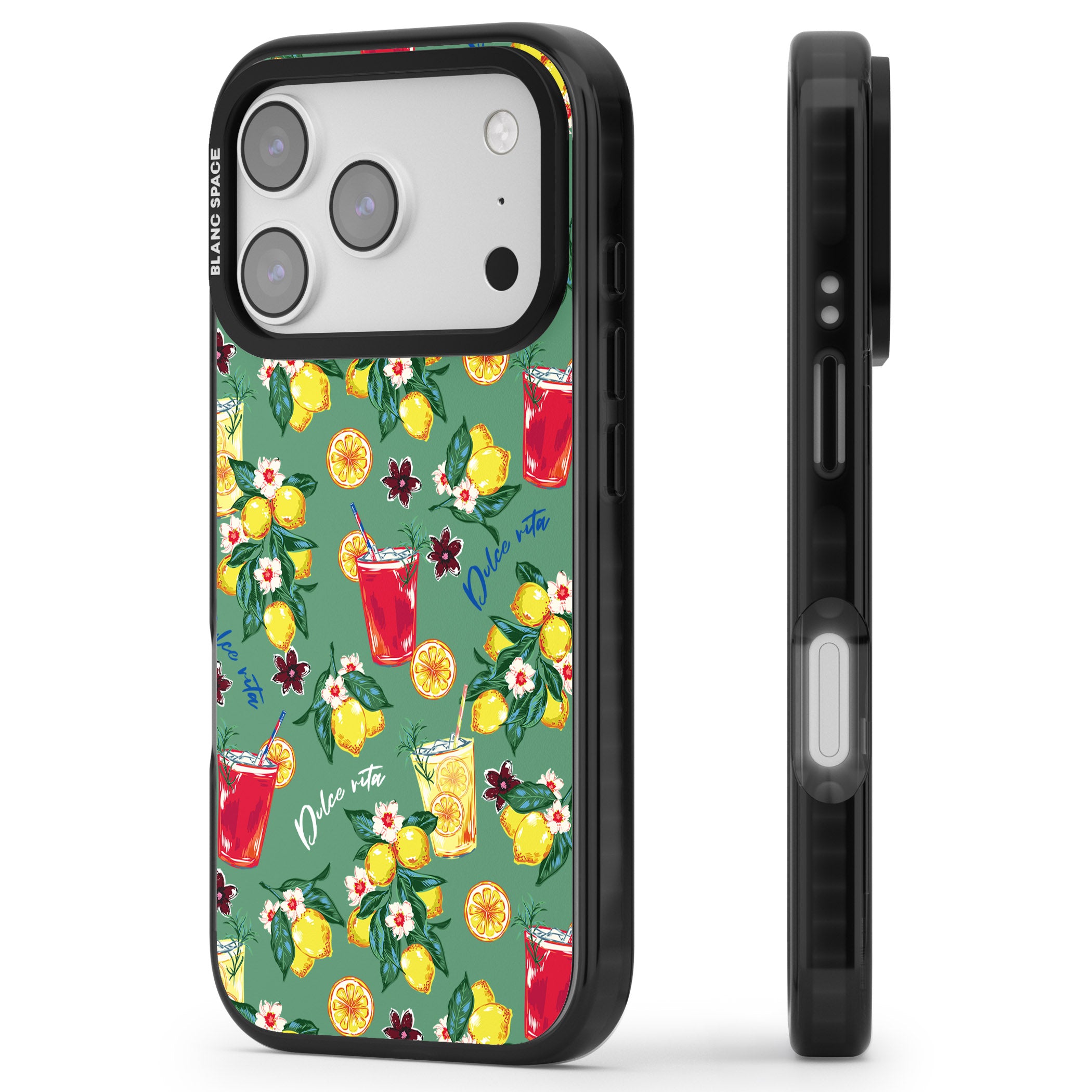 Lemon Cocktails iPhone 17 Pro Max Impact Pro Black Phone Case Side Profile