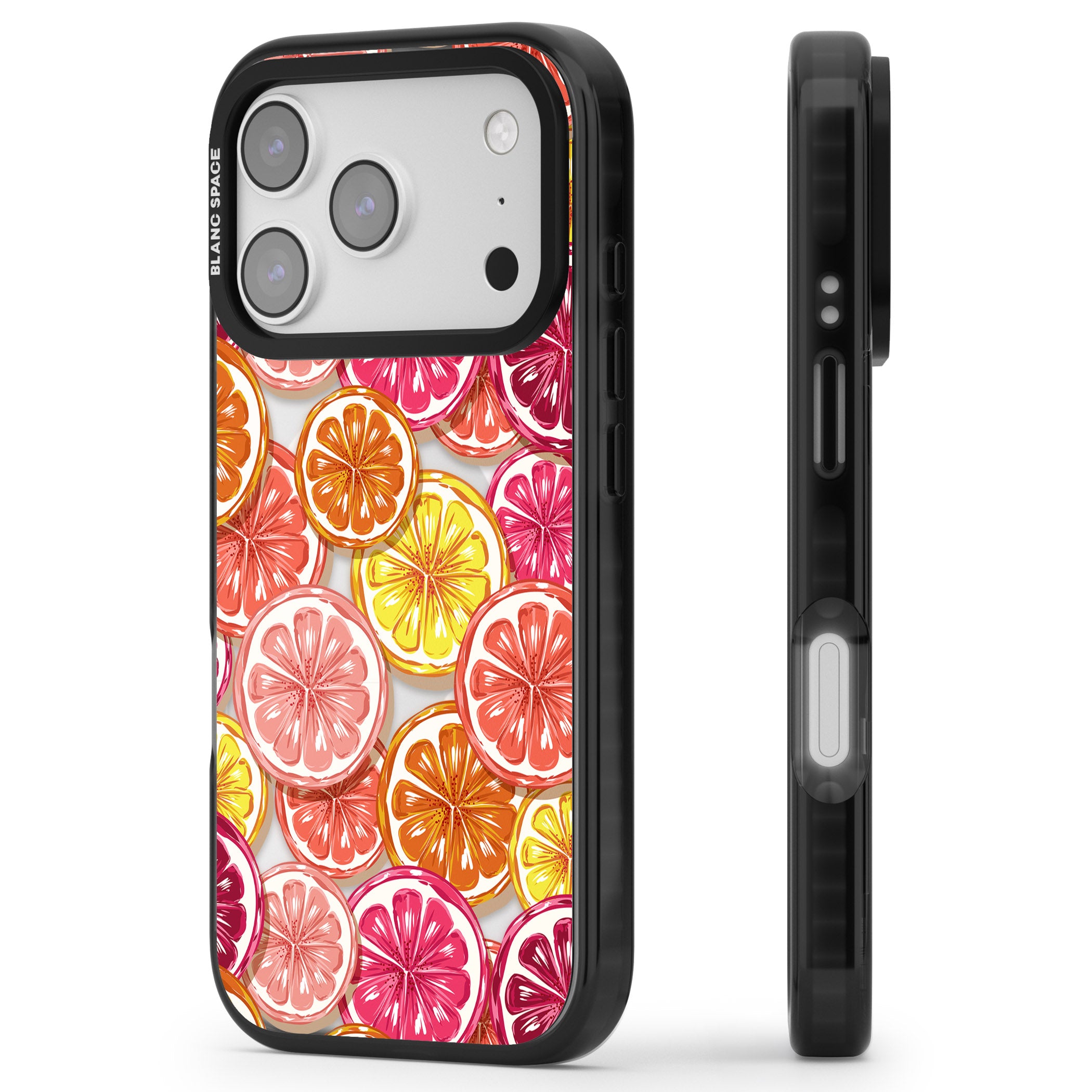 Citrus Fiesta iPhone 17 Pro Impact Pro Black Phone Case Side Profile