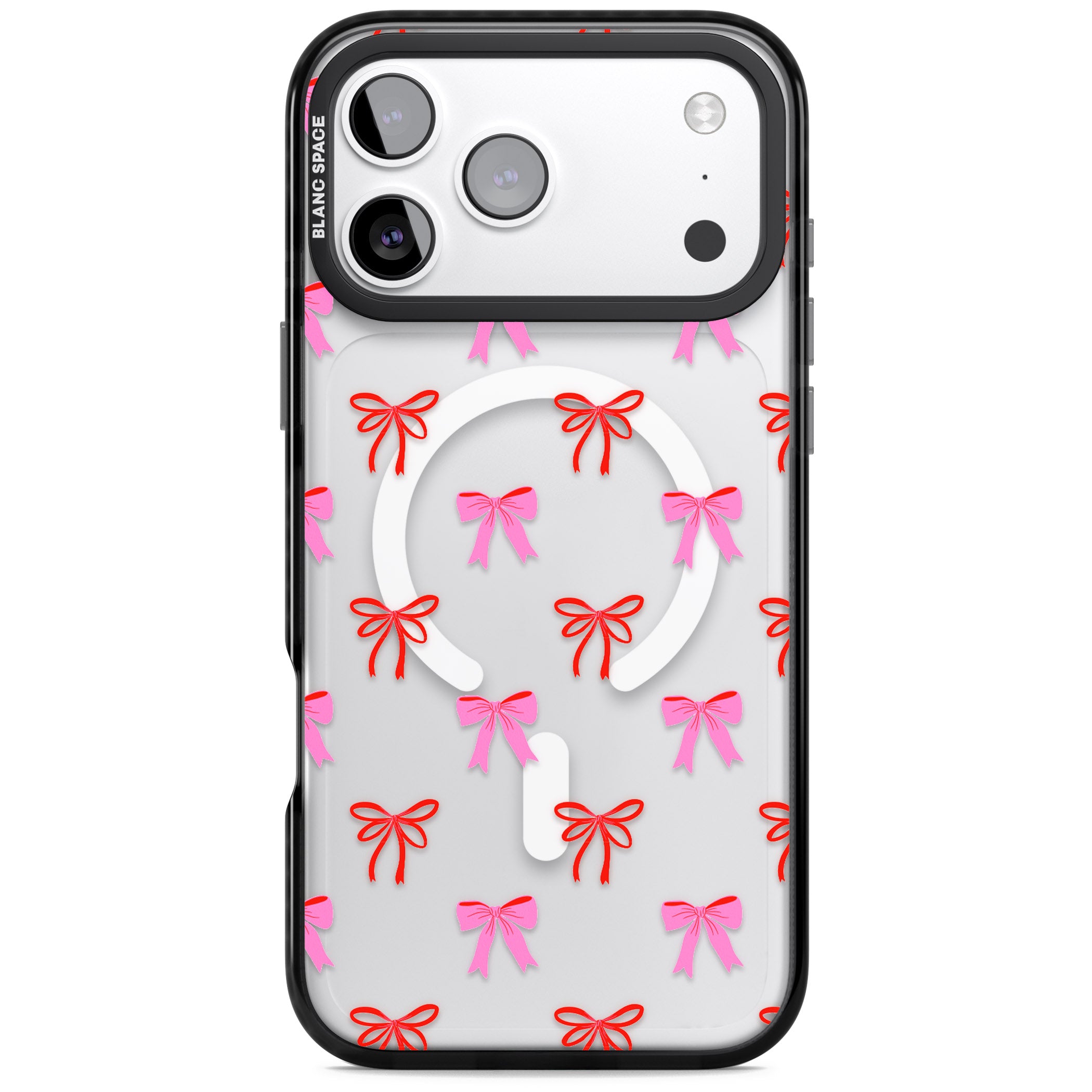 Cute Bow Pattern iPhone 17 Pro Impact Pro Black Phone Case