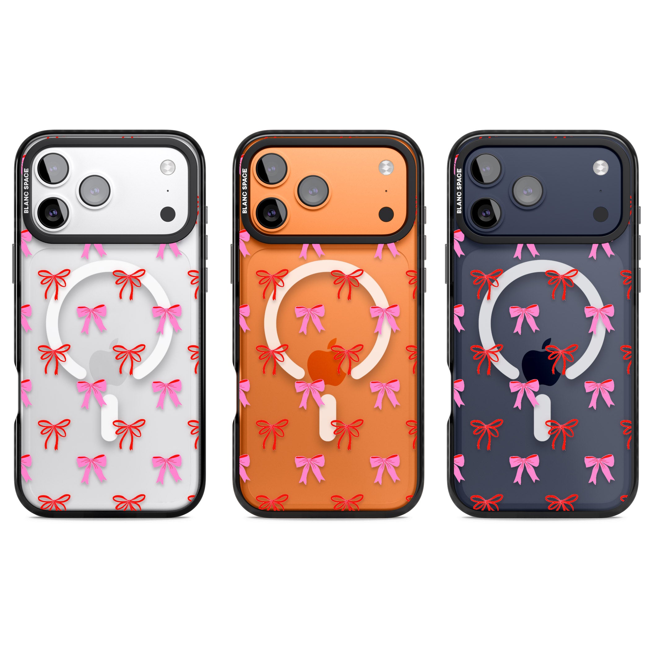 Cute Bow Pattern iPhone 17 Pro Impact Pro Black Phone Case APT Impact Protection
