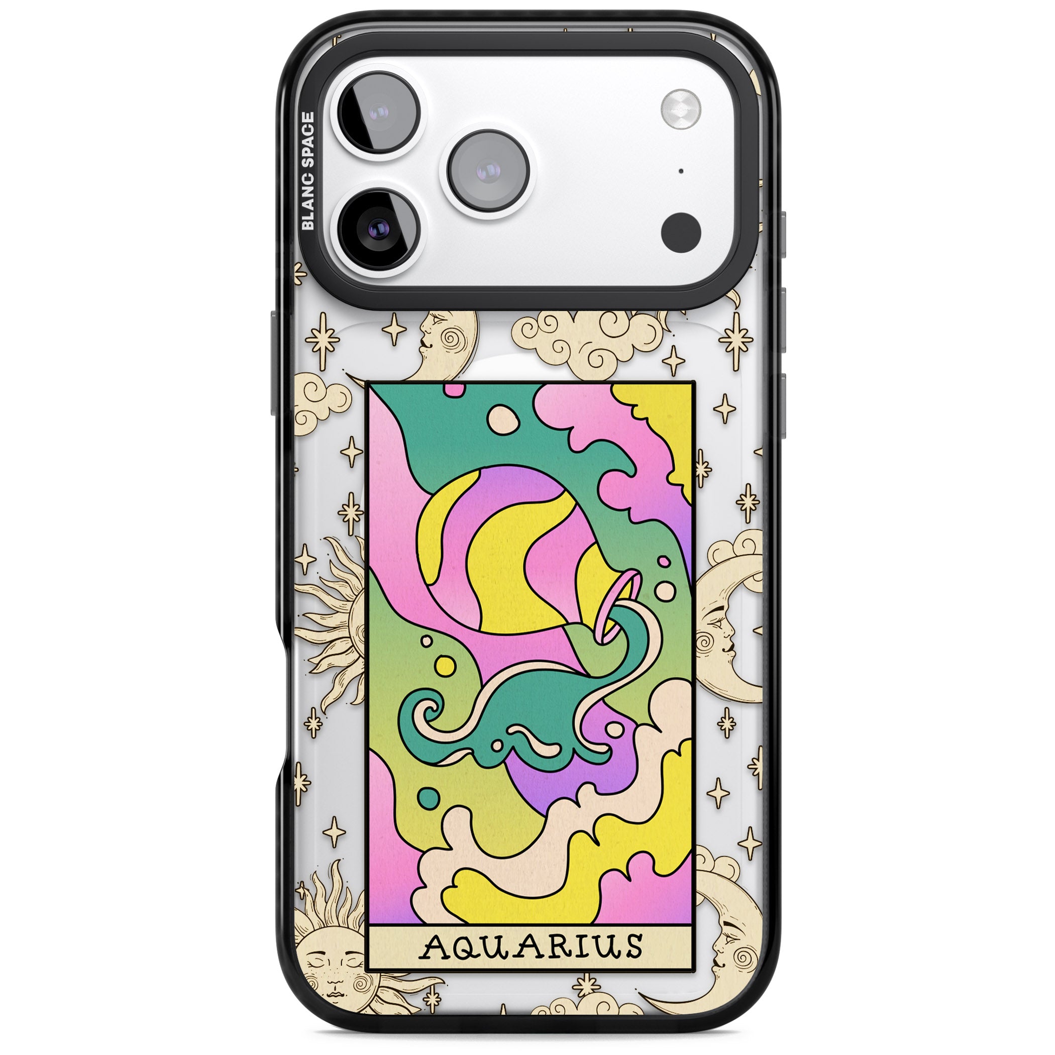 Celestial Zodiac Aquarius iPhone 17 Pro Max Impact Pro Black Phone Case