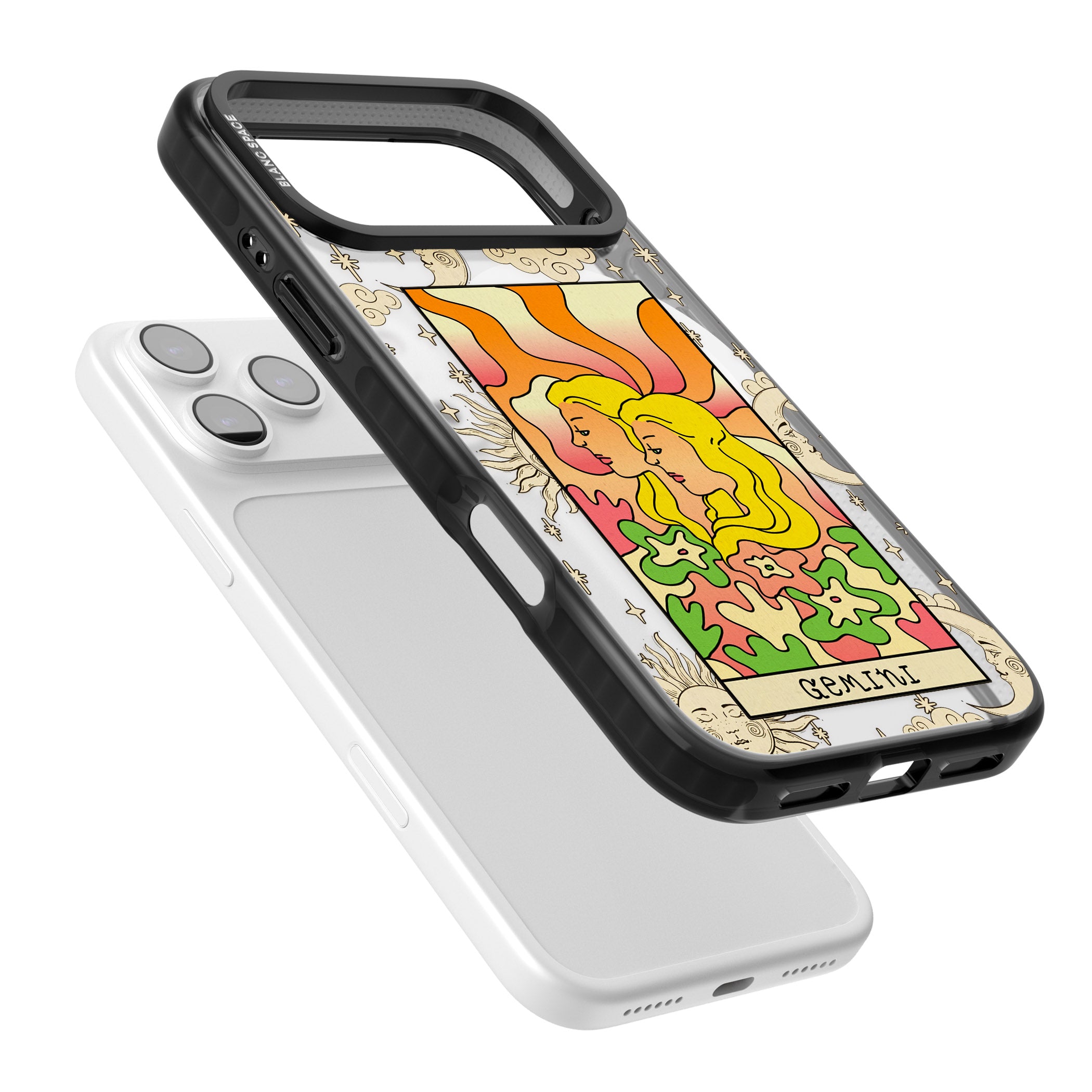 Celestial Zodiac Gemini iPhone 17 Pro Impact Pro Black Phone Case Colours