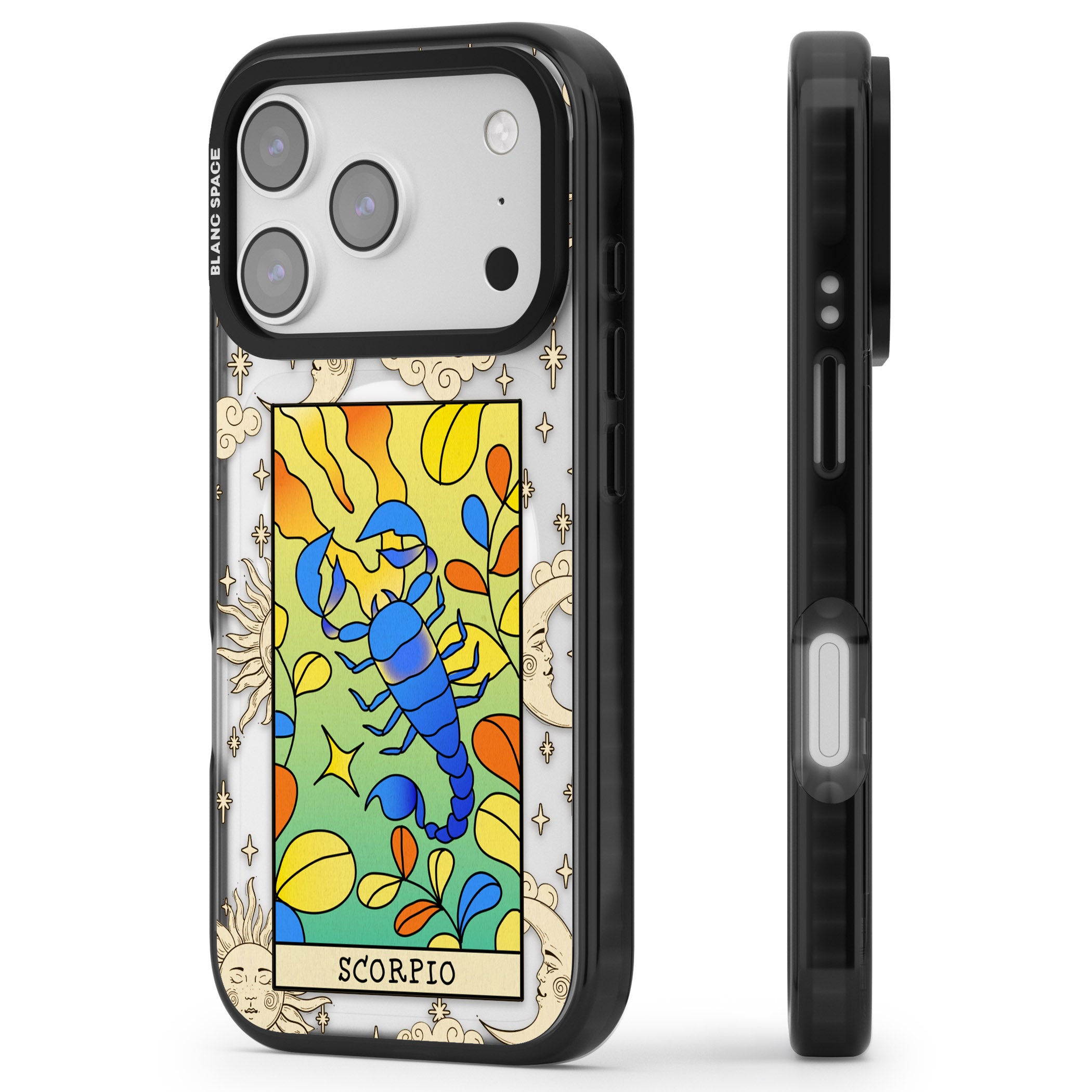 Celestial Zodiac Scorpio iPhone 17 Pro Impact Pro Black Phone Case Side Profile