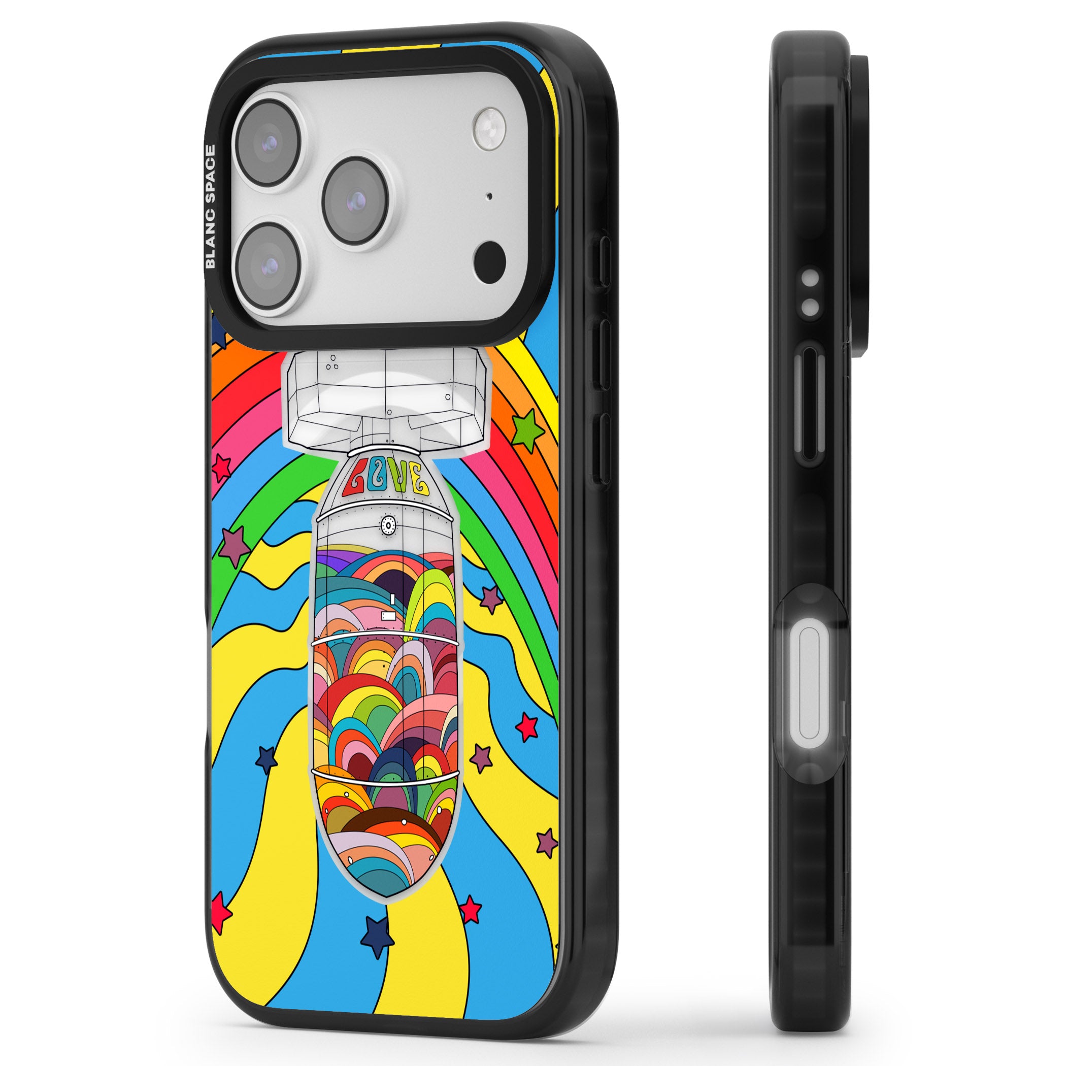 Love Bomb iPhone 17 Pro Max Impact Pro Black Phone Case Side Profile