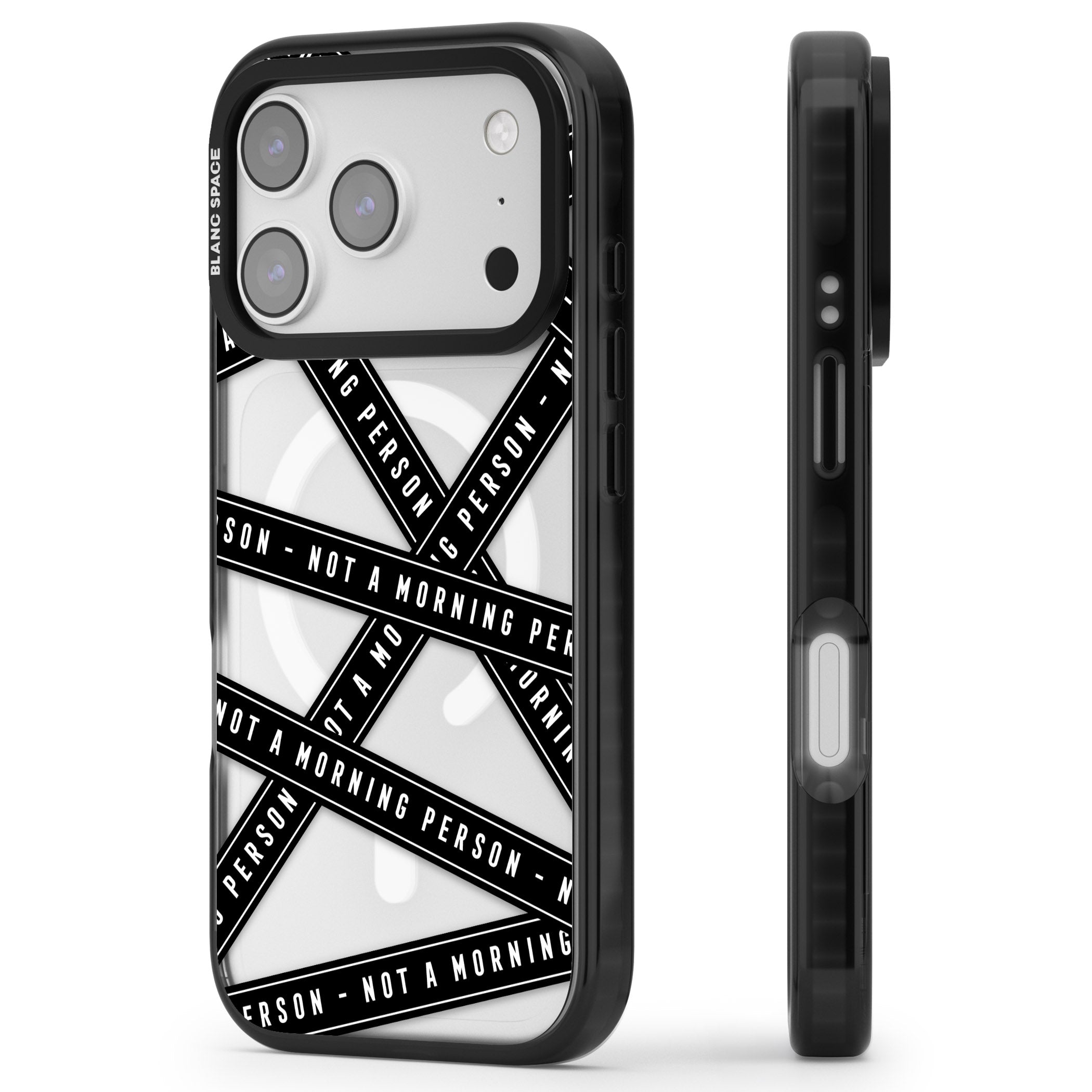 Not A Morning Person iPhone 17 Pro Impact Pro Black Phone Case Side Profile