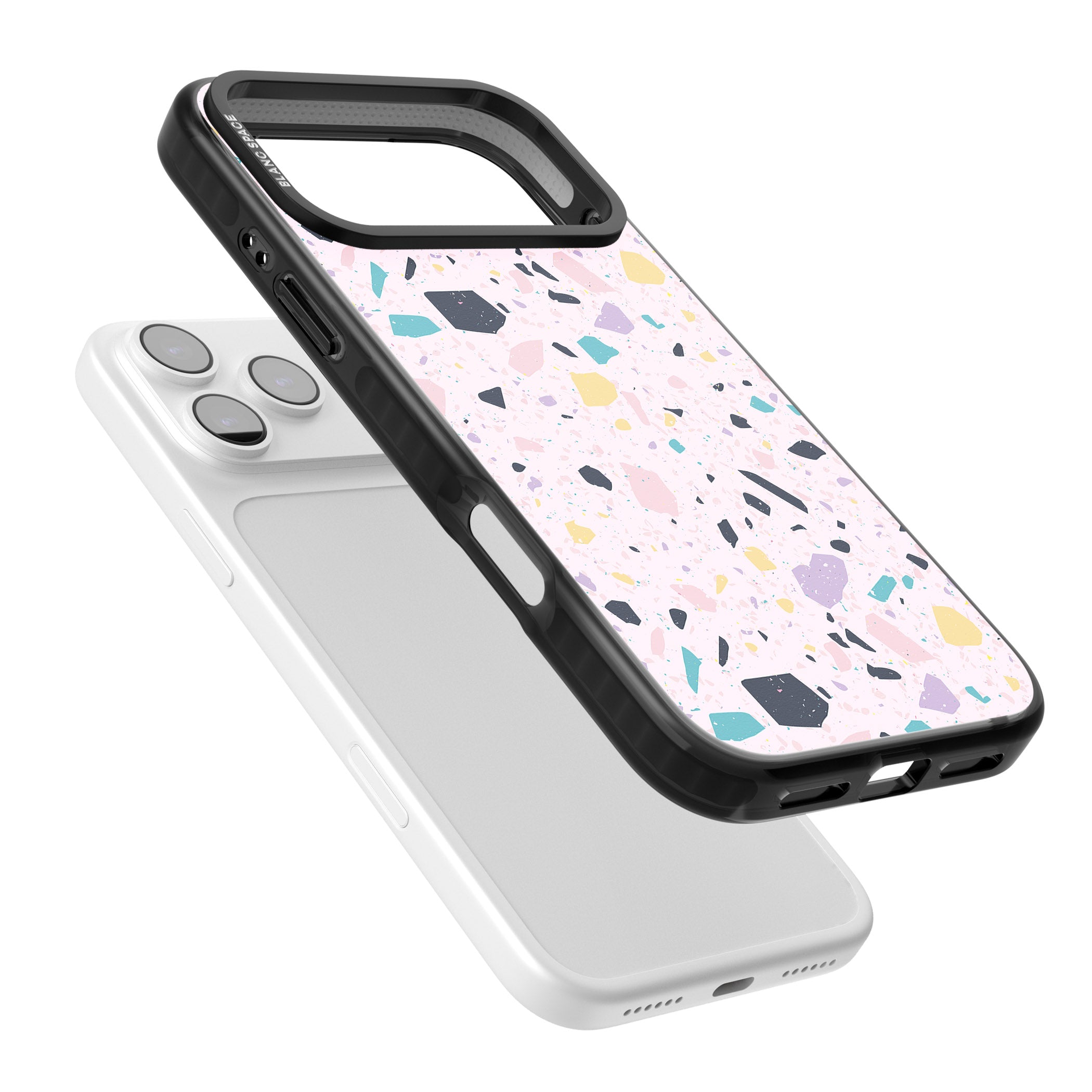 Pink, Purple & Turquoise Terrazzo Pattern iPhone 17 Pro Max Impact Pro Black Phone Case Colours