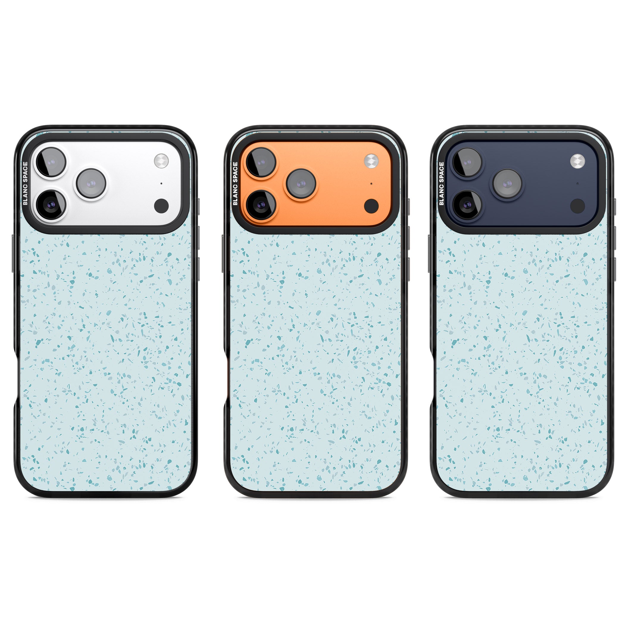 Light Blue Terrazzo Pattern iPhone 17 Pro Impact Pro Black Phone Case APT Impact Protection